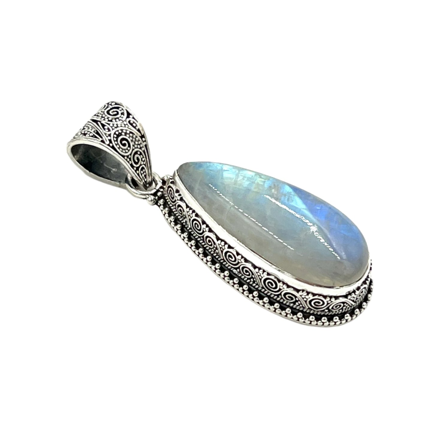 Sterling Silver Filigree Teardrop Moonstone Pendant