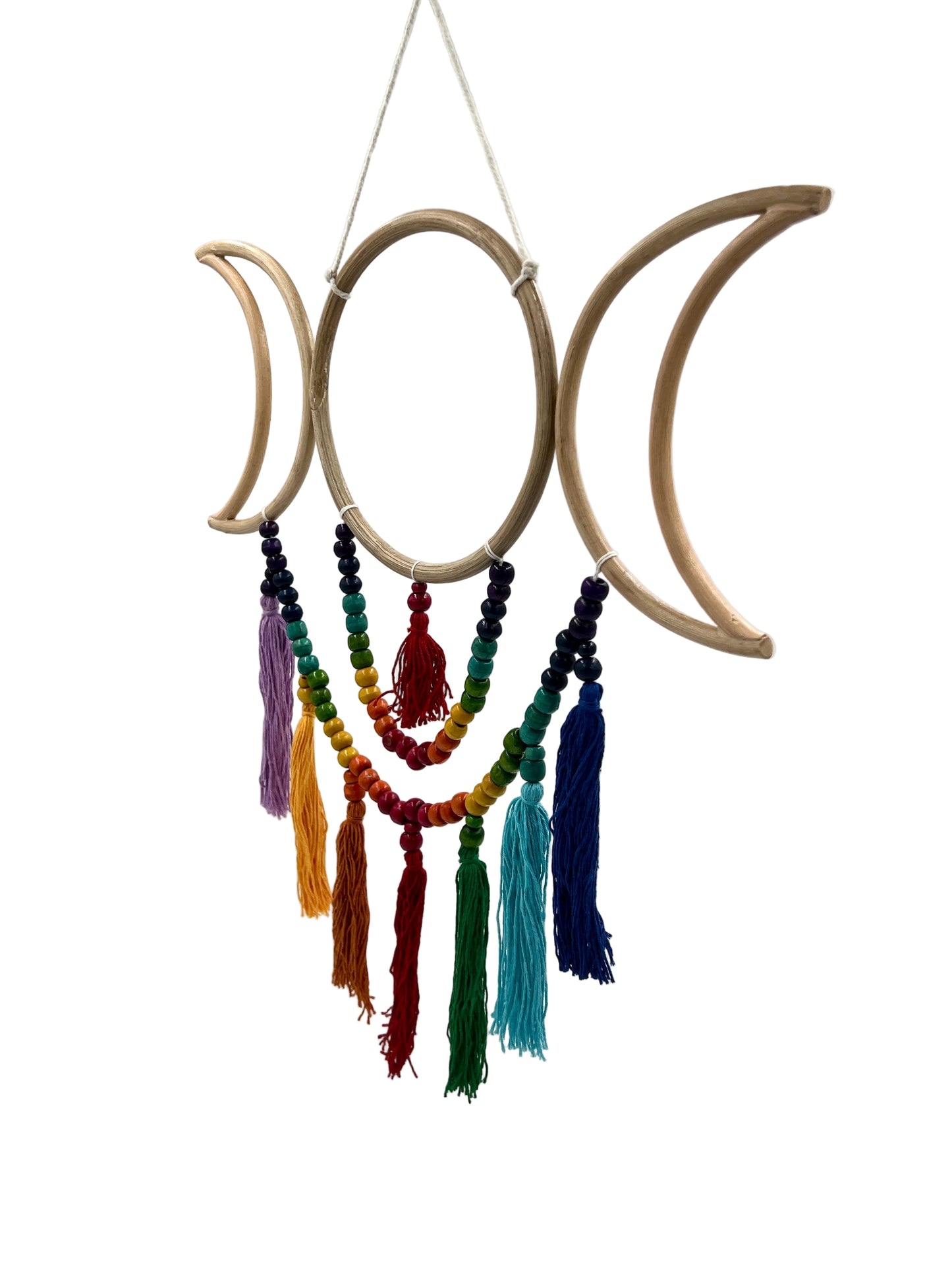Rainbow Triple Moon Goddess Dream Catcher