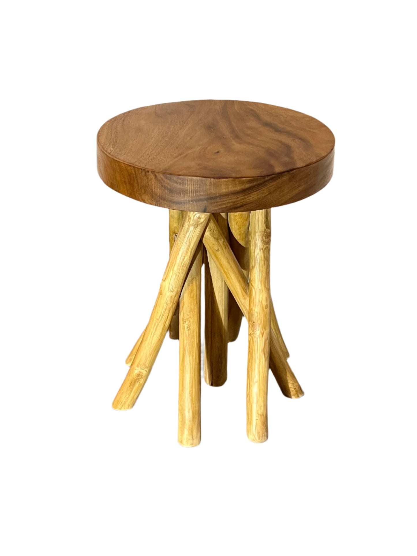 Small Teakwood Stool Intertwined Legs