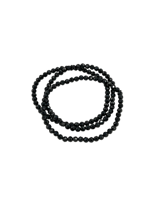 Faceted Black Spinel Beaded Bracelet