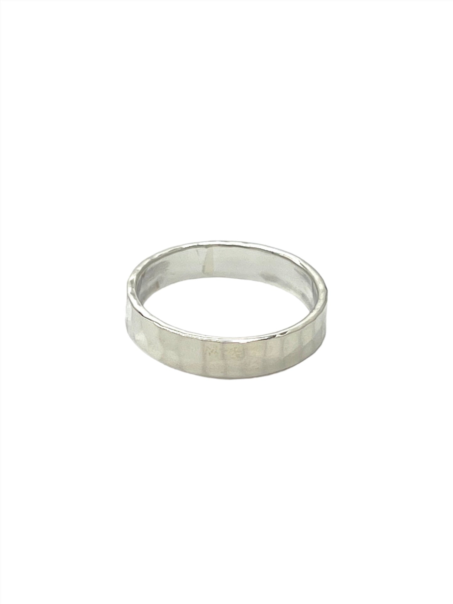 Sterling Silver Flat Hammered Ring