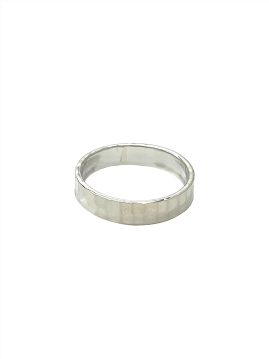 Sterling Silver Flat Hammered Ring