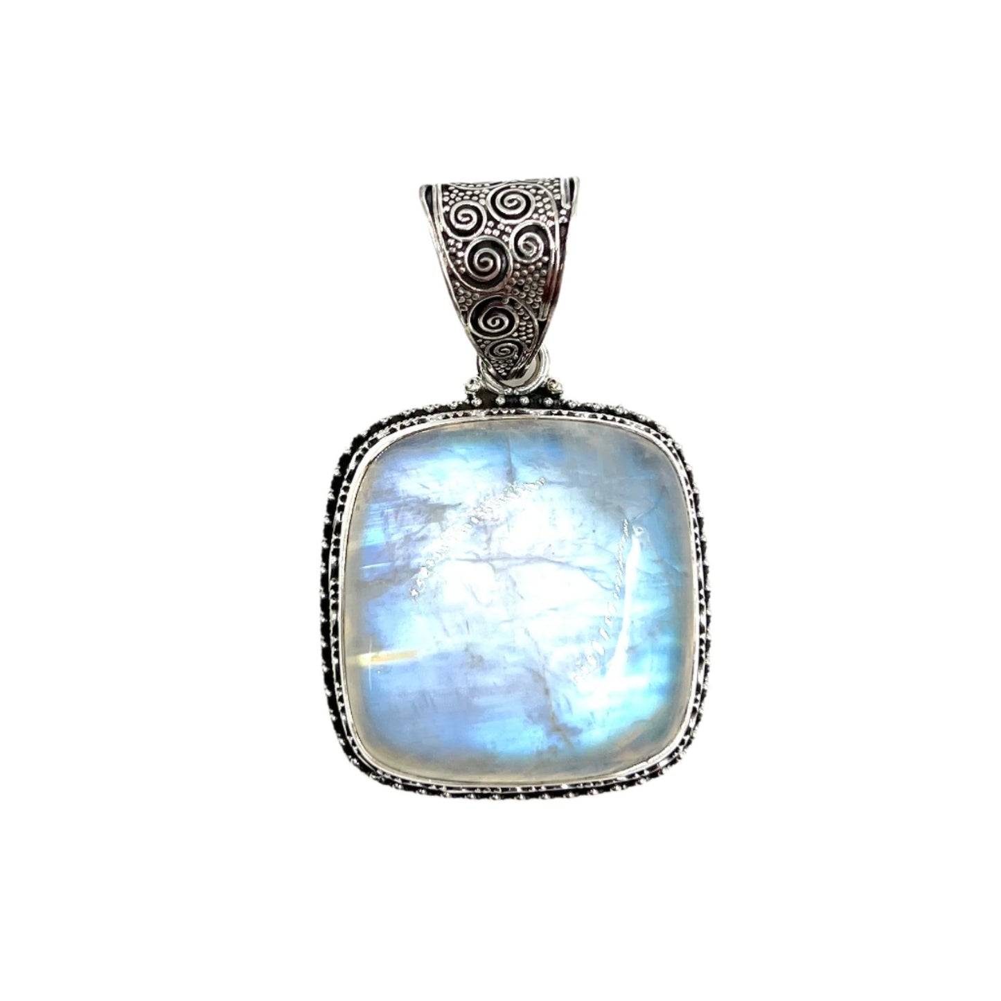 Sterling Silver Filigree Square Moonstone Pendant