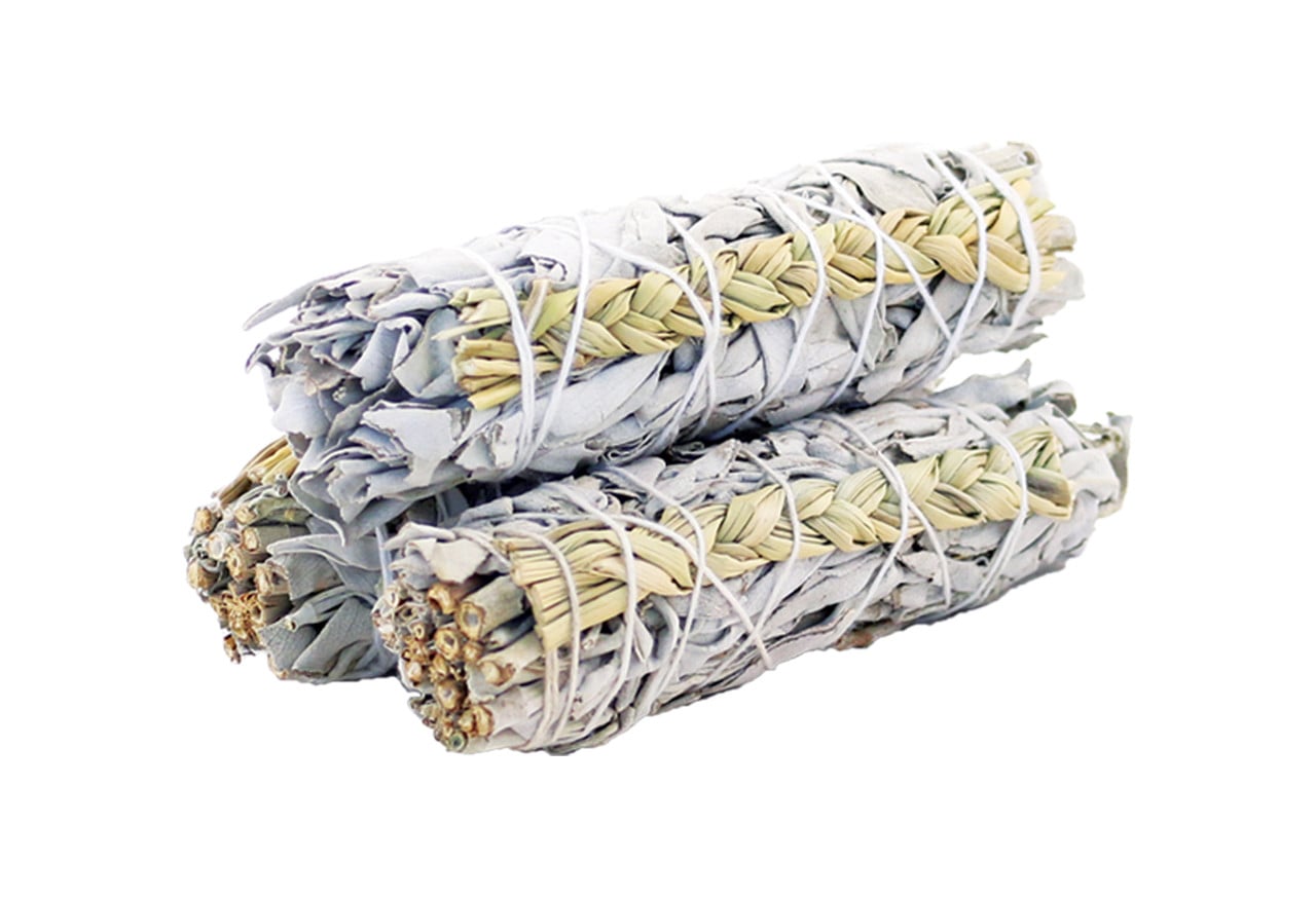 White Sage & Sweetgrass Smudge Stick – 4″