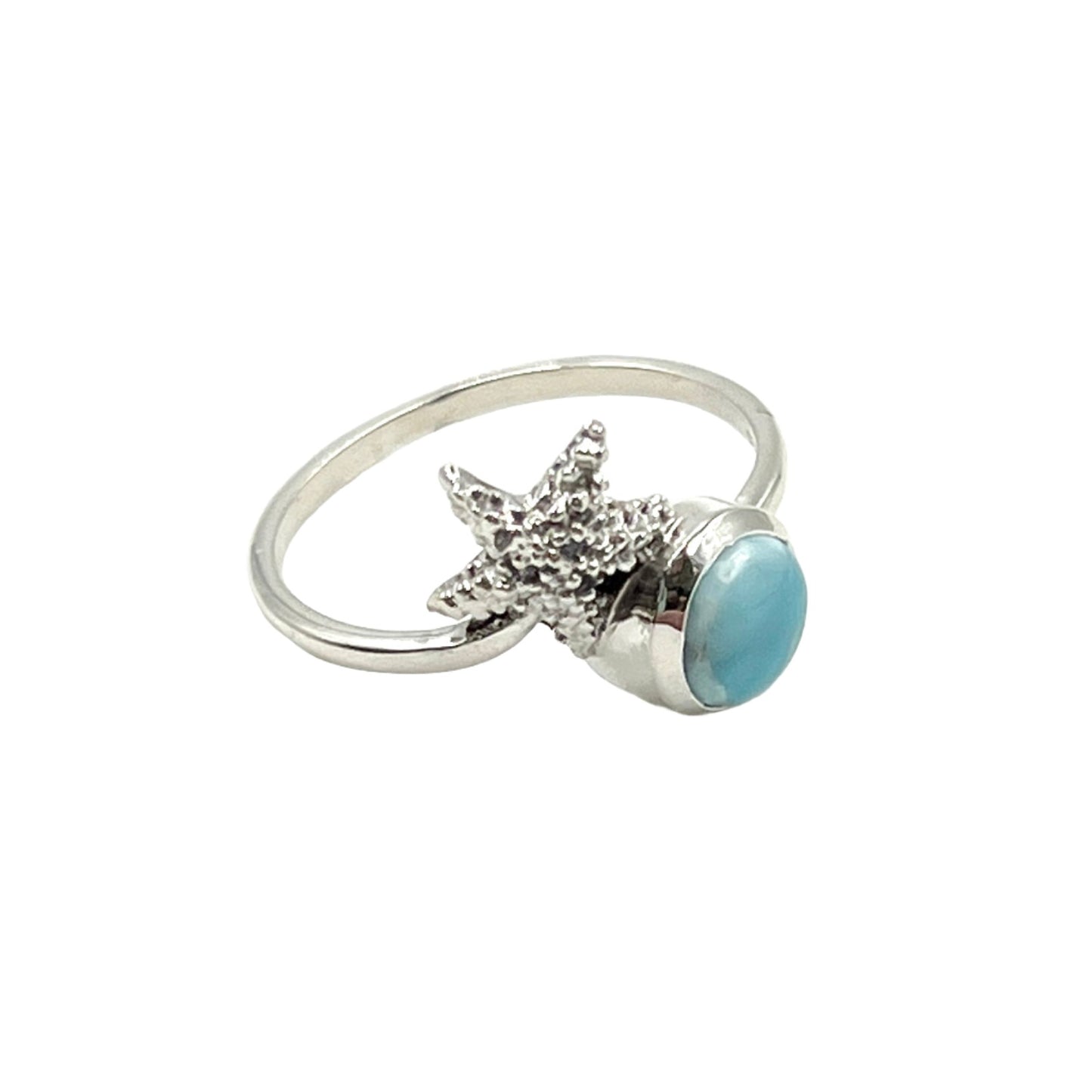 Sterling Silver Larimar Starfish Ring