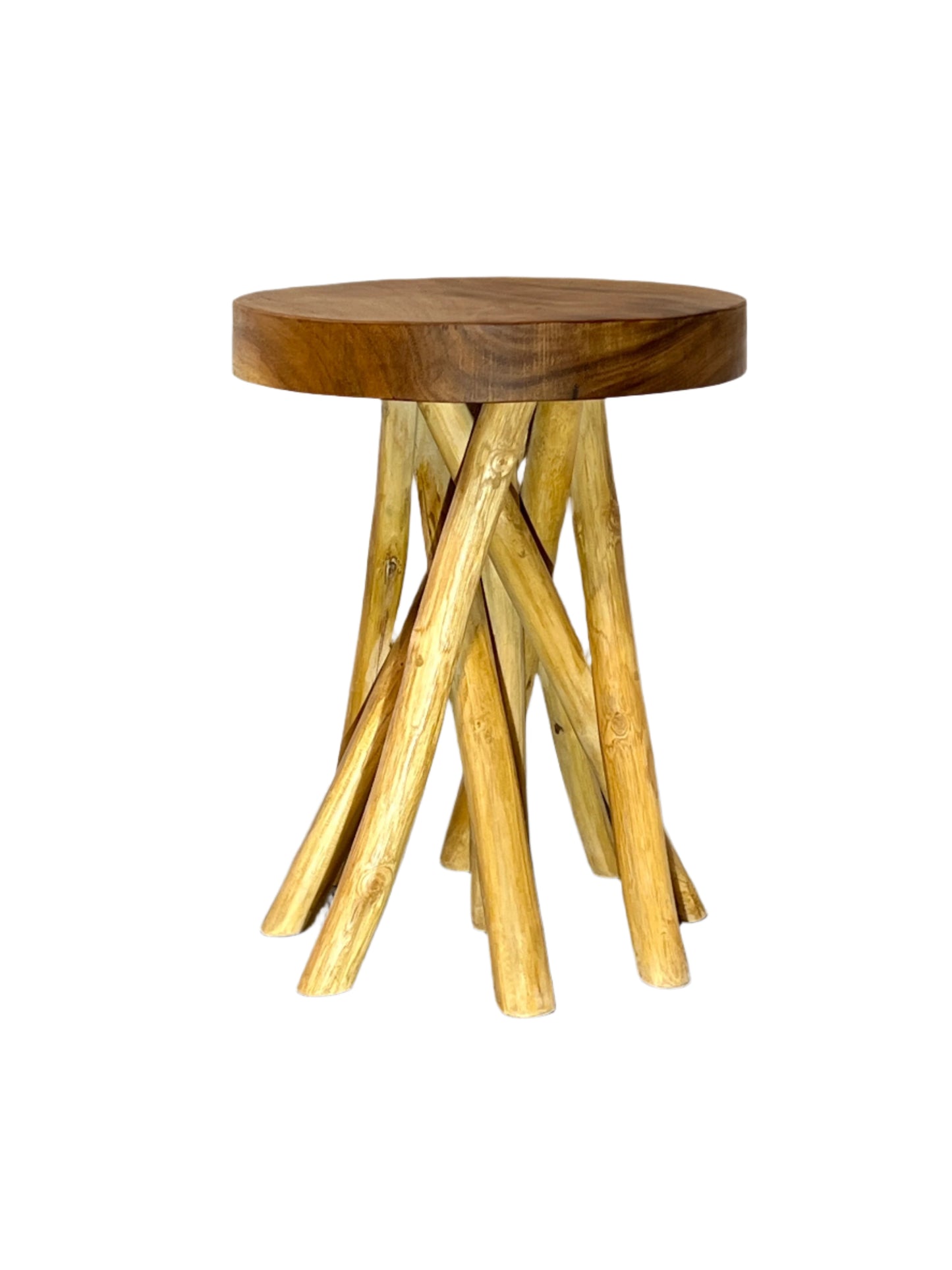 Small Teakwood Stool Intertwined Legs