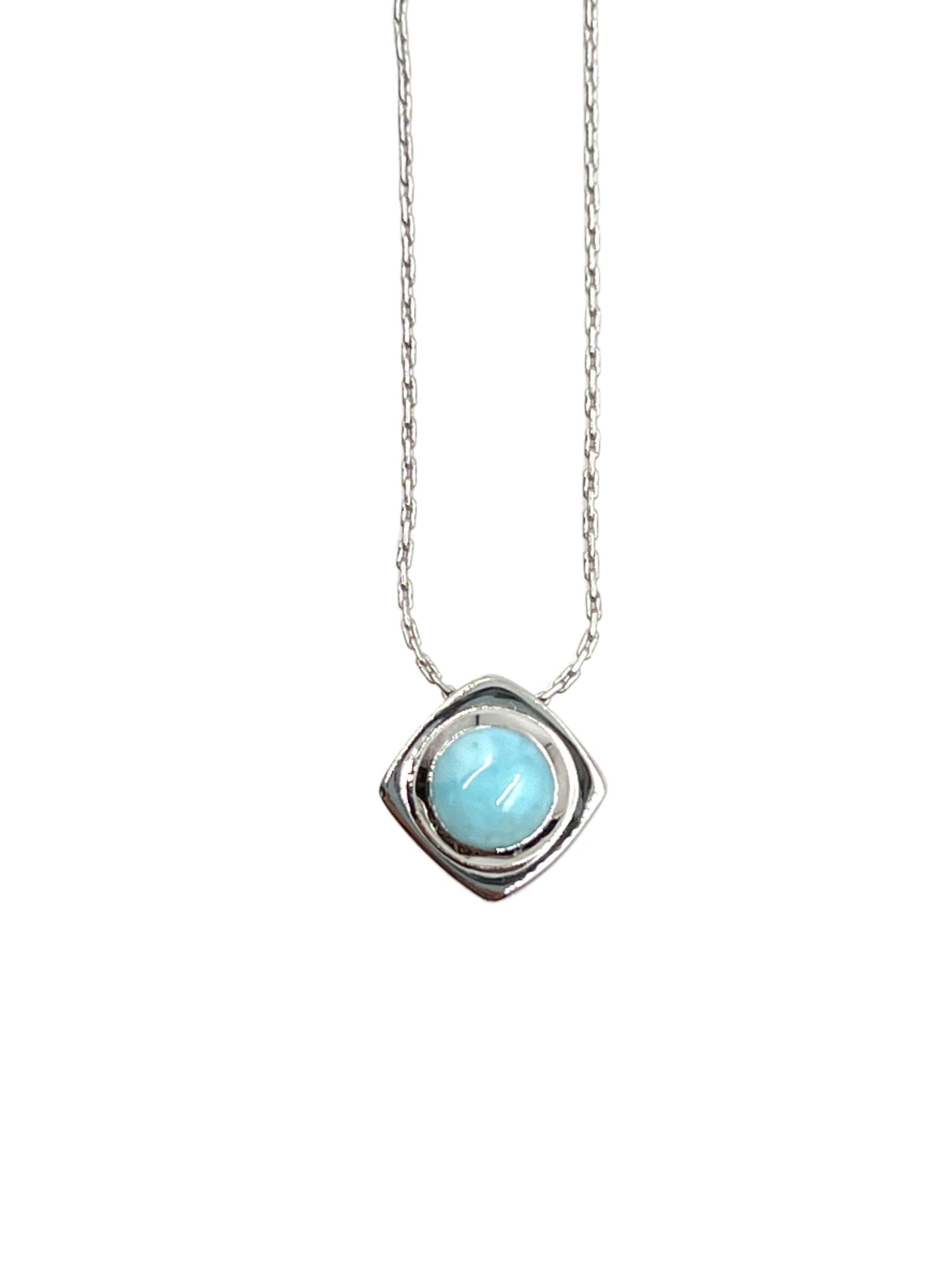Sterling Silver Square Larimar Necklaces