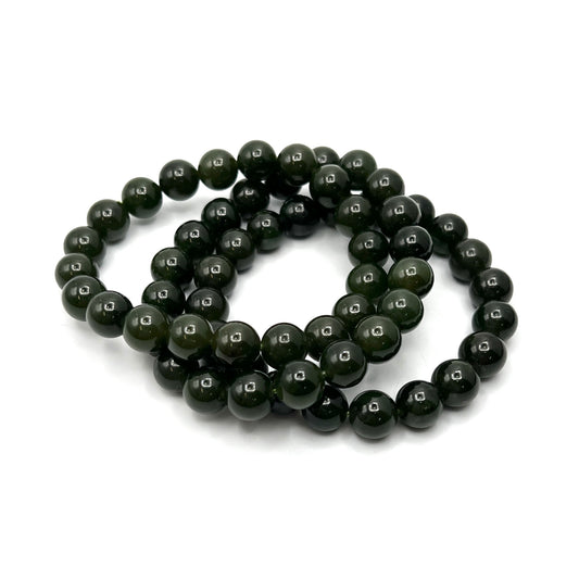 Dark Green Jade Stretchy Bracelet