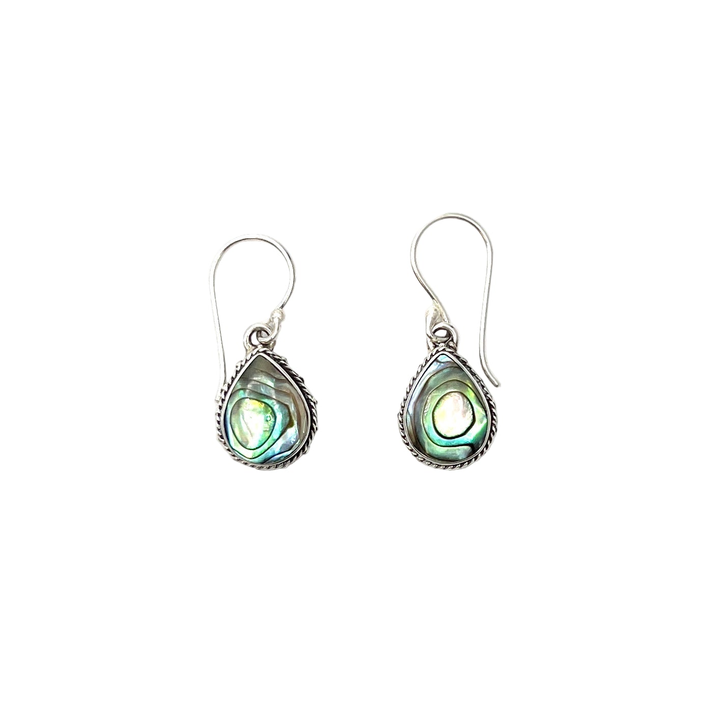 Sterling Silver Beaded Teardrop Abalone Earrings
