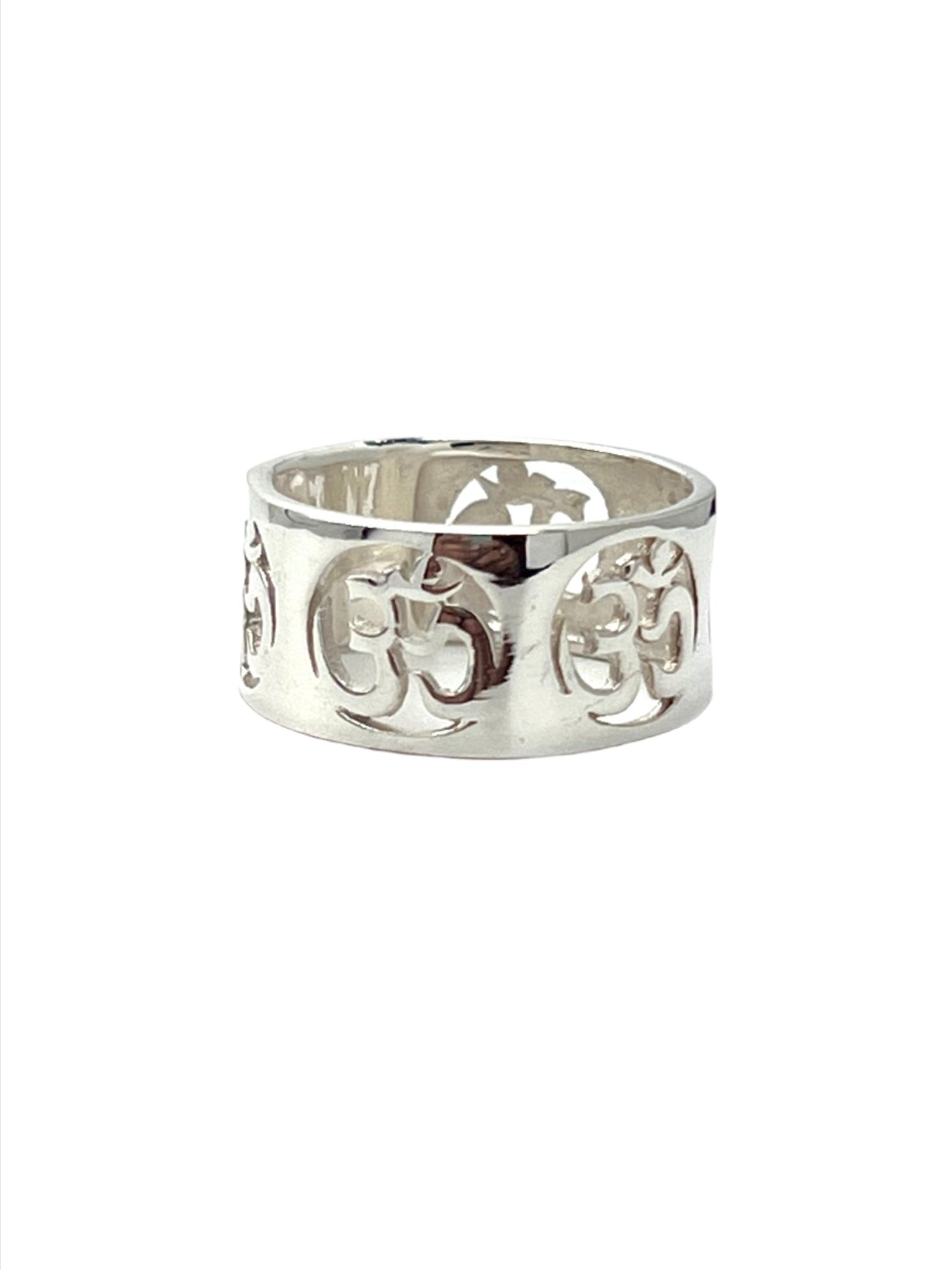 Sterling Silver Om Band Ring