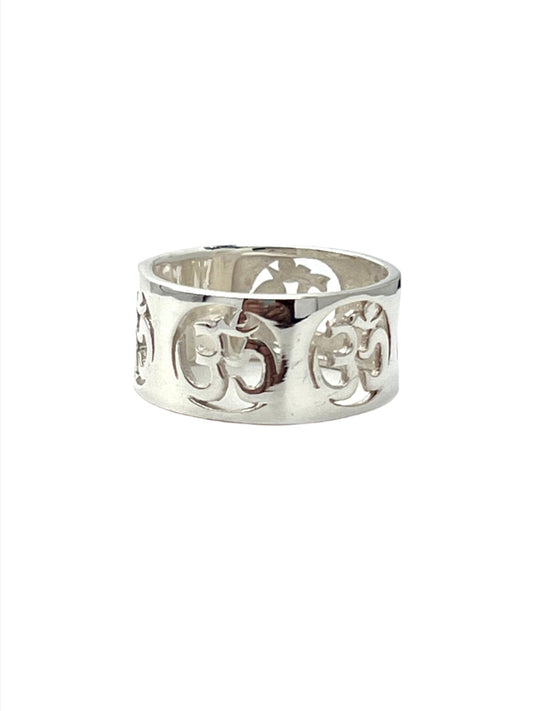 Sterling Silver Om Band Ring