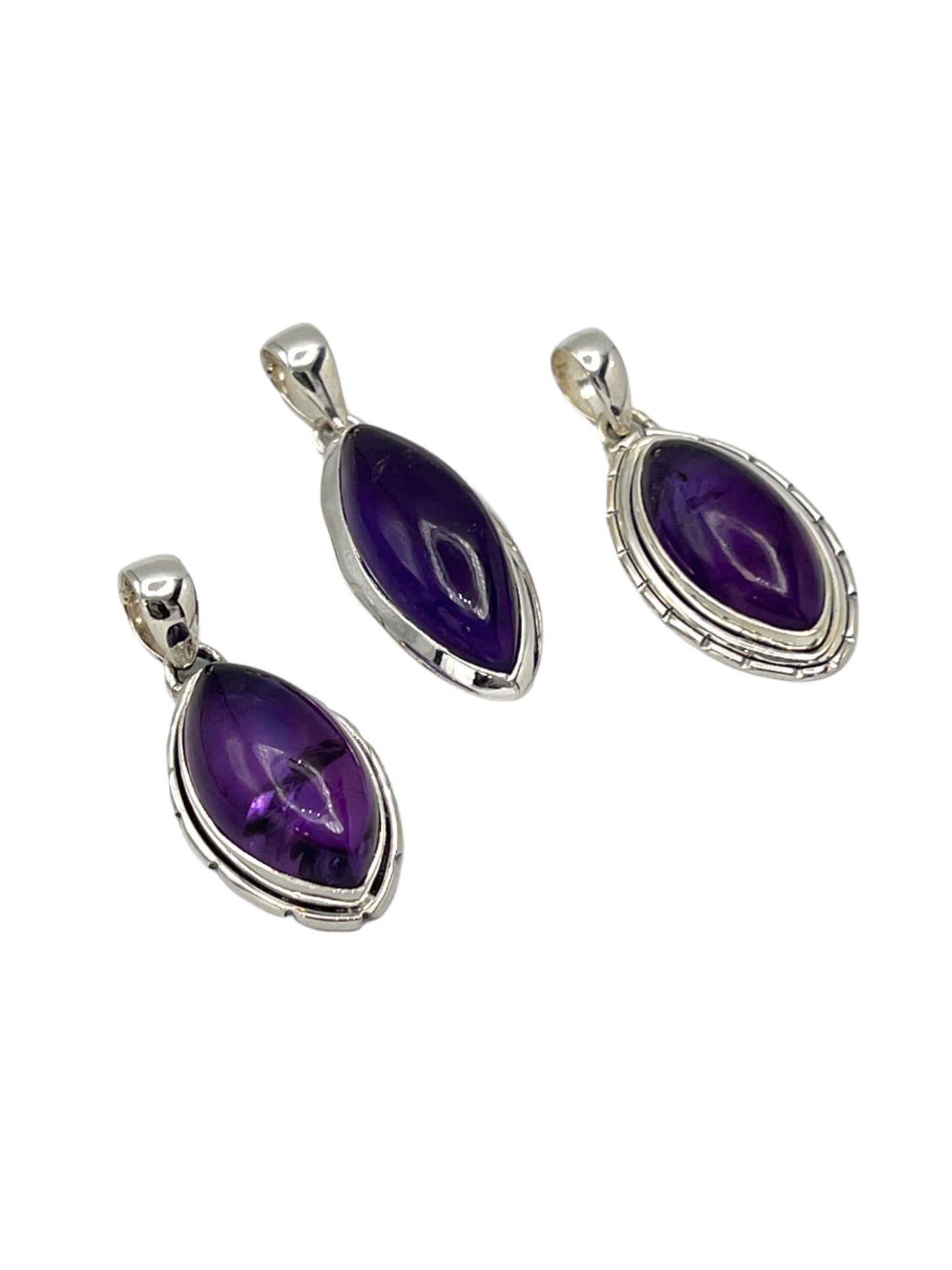 Sterling Silver Marquise Amethyst Pendants