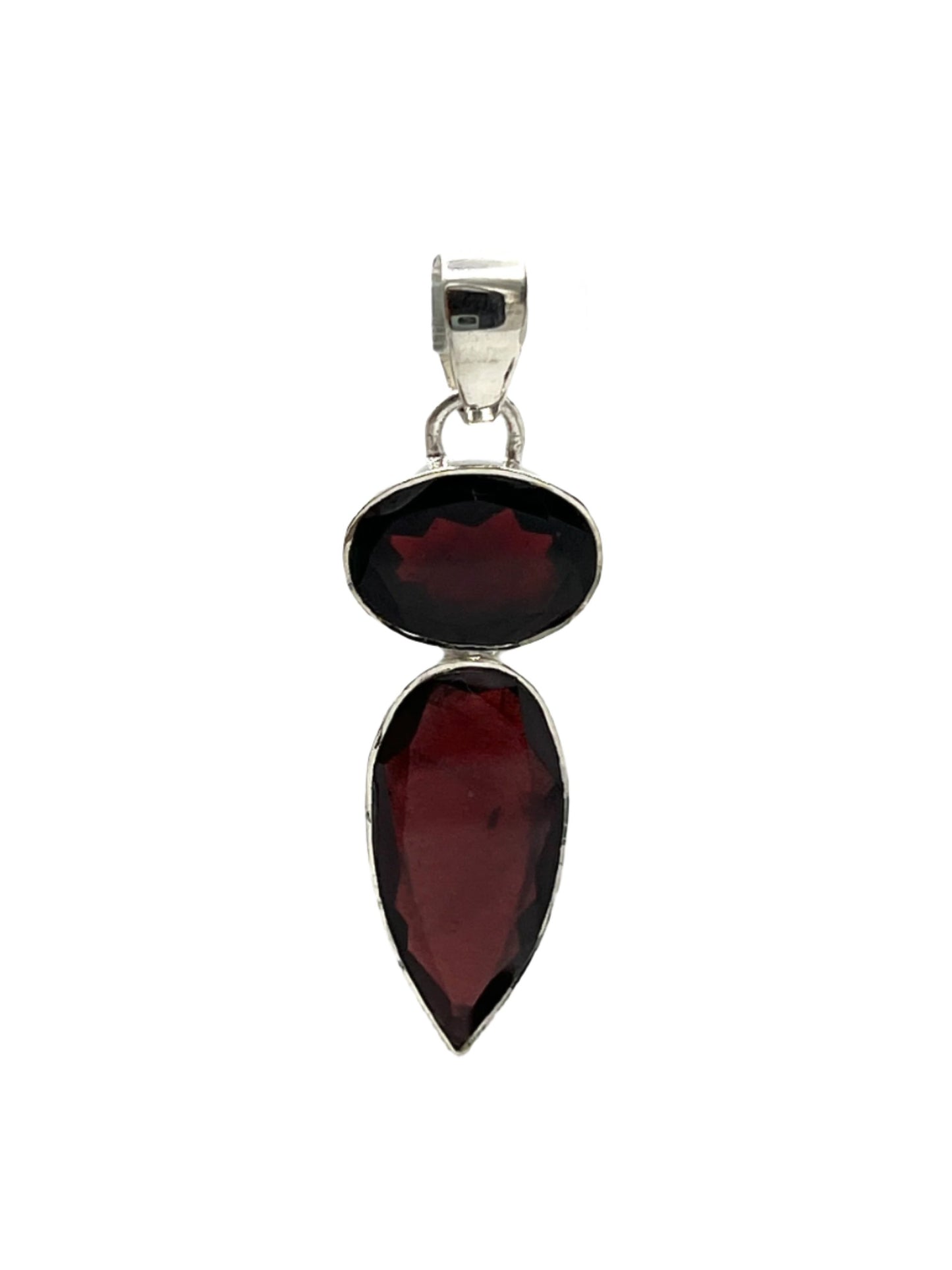 Sterling Silver Garnet Faceted Pendants
