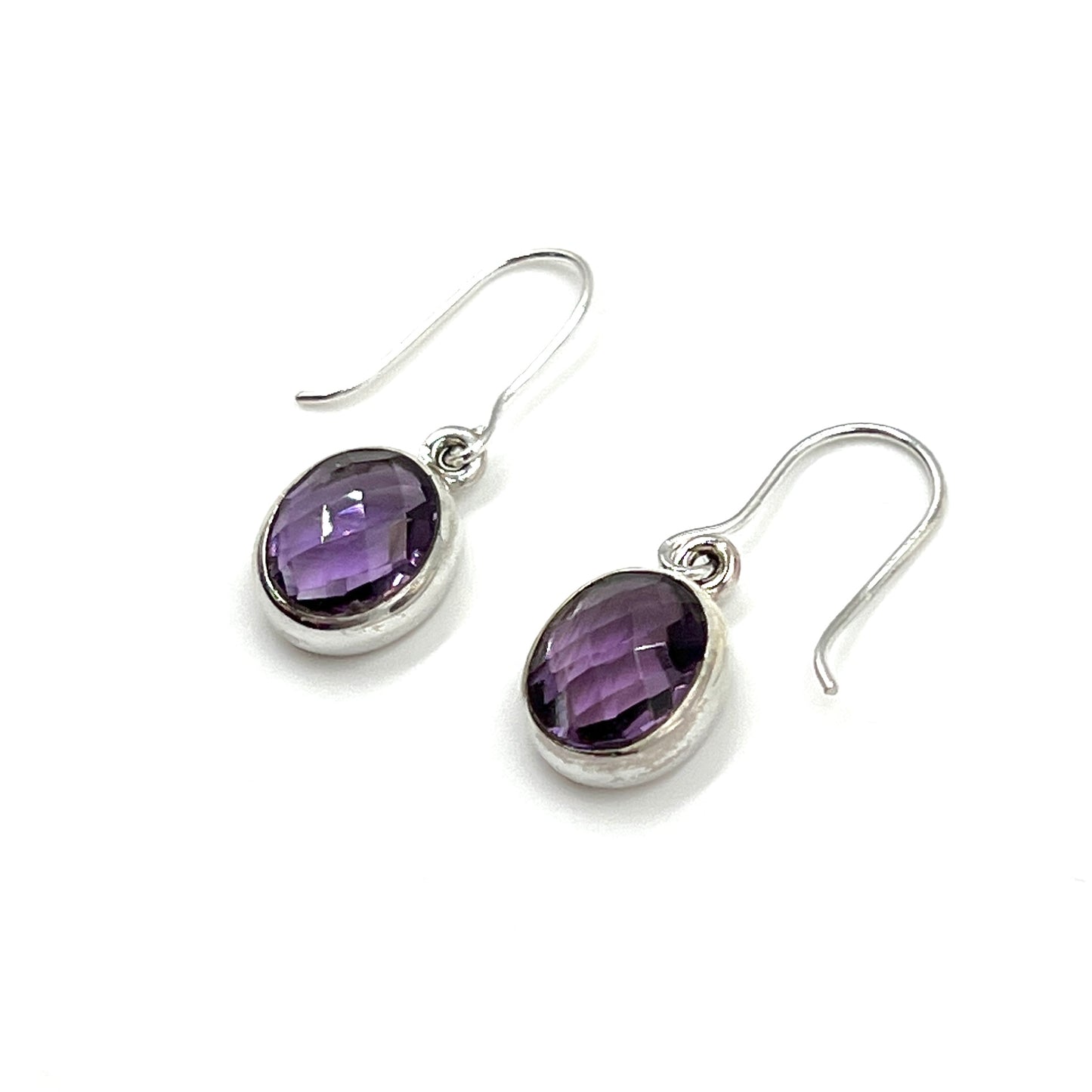 Sterling Silver Faceted Amethyst Earrings