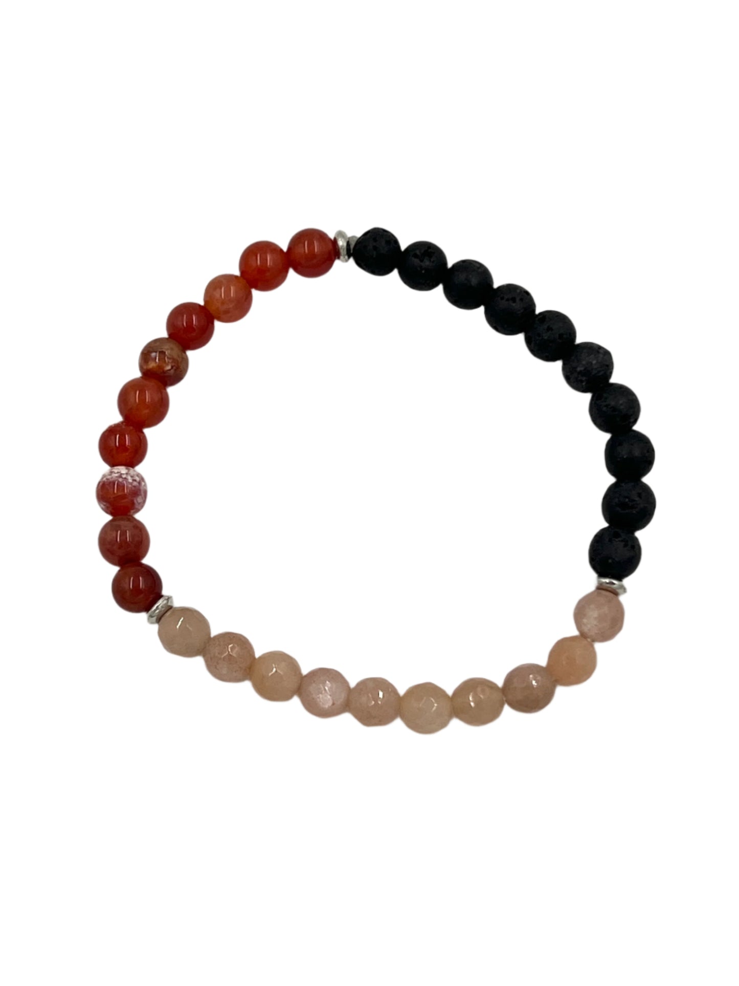 Peach Moonstone & Fire Agate Stretchy Bracelets