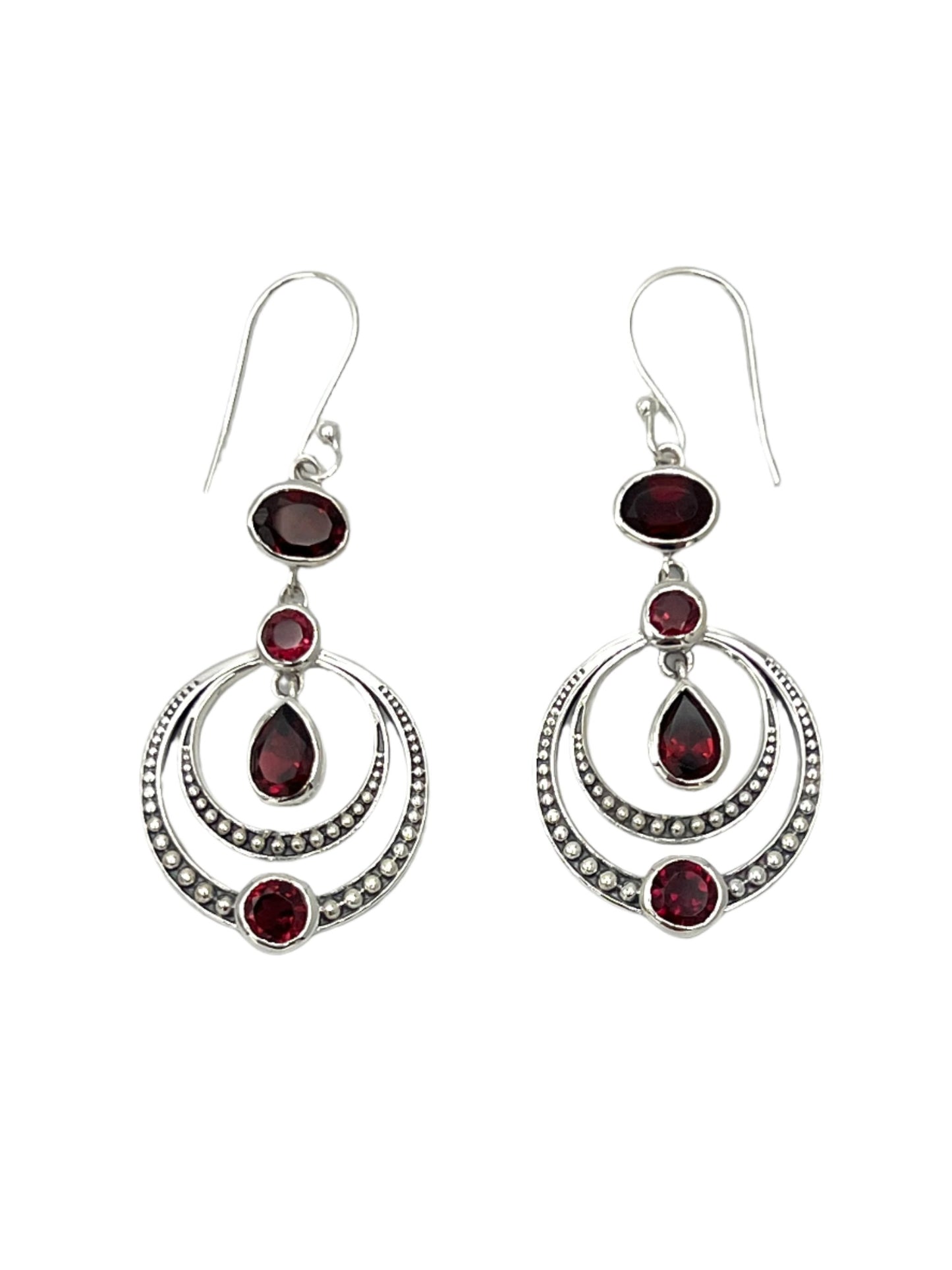 Sterling Silver Gemstone Circle Chandelier Earrings