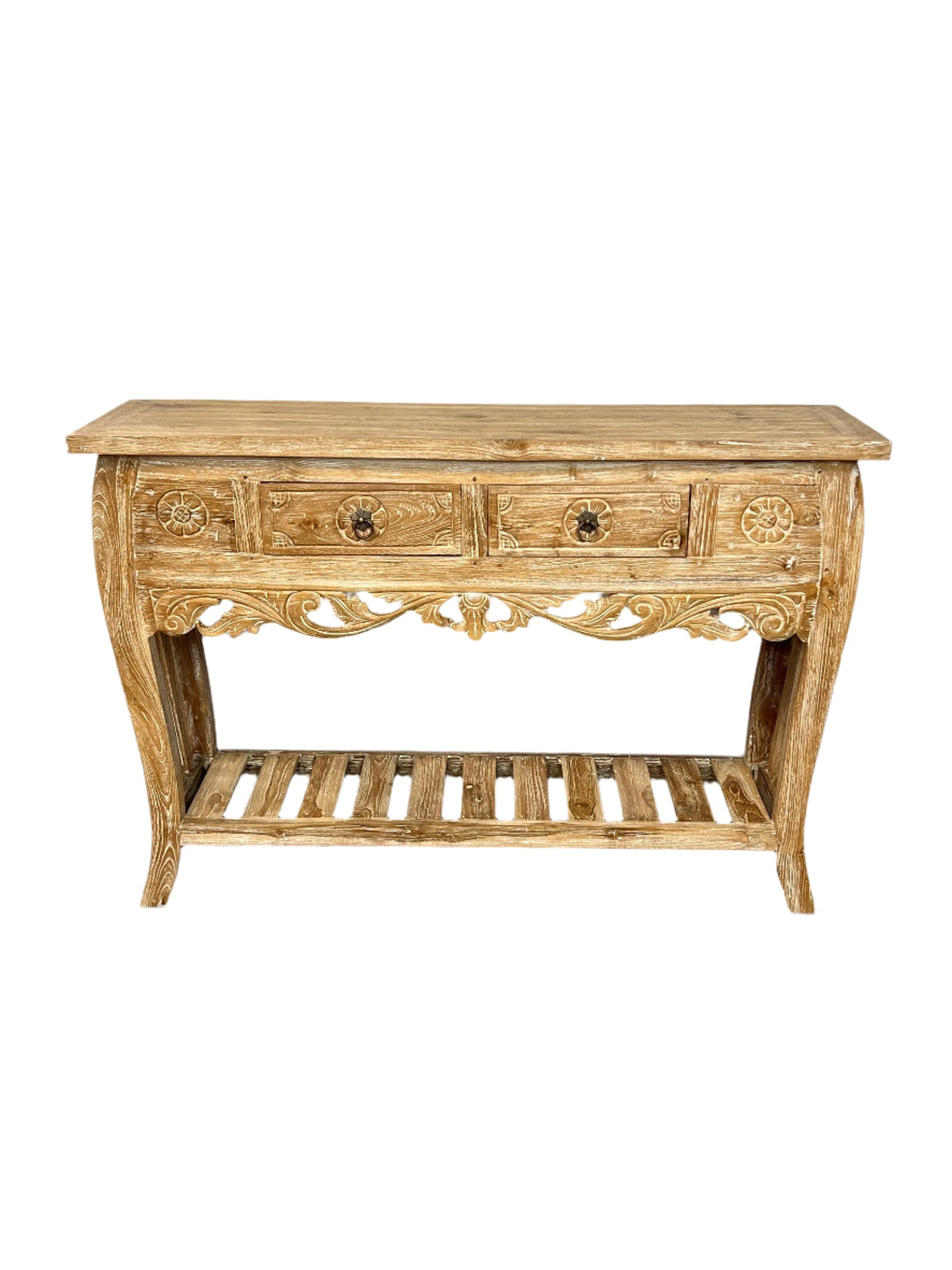 White Washed Teak Console Table