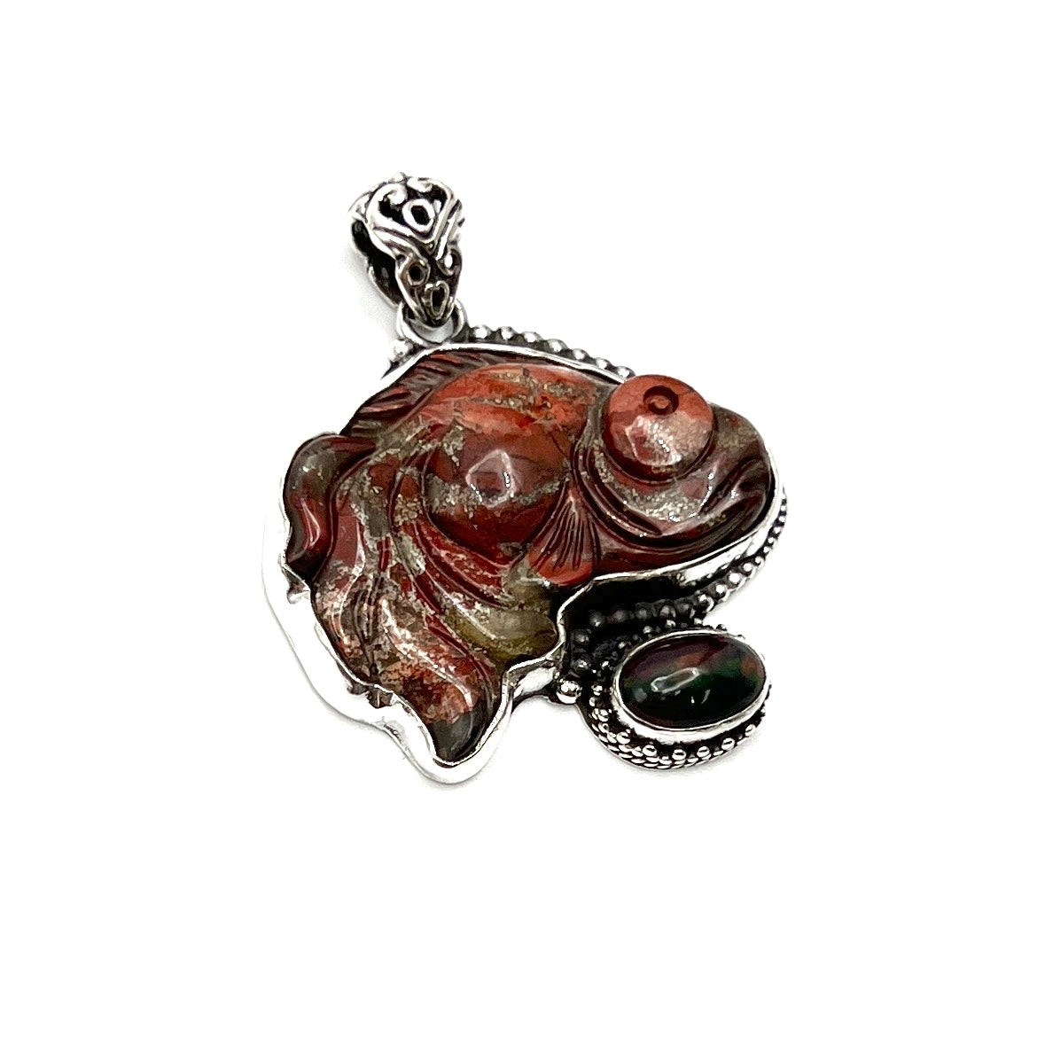 Opal & Jasper Fish Gemstone Pendants