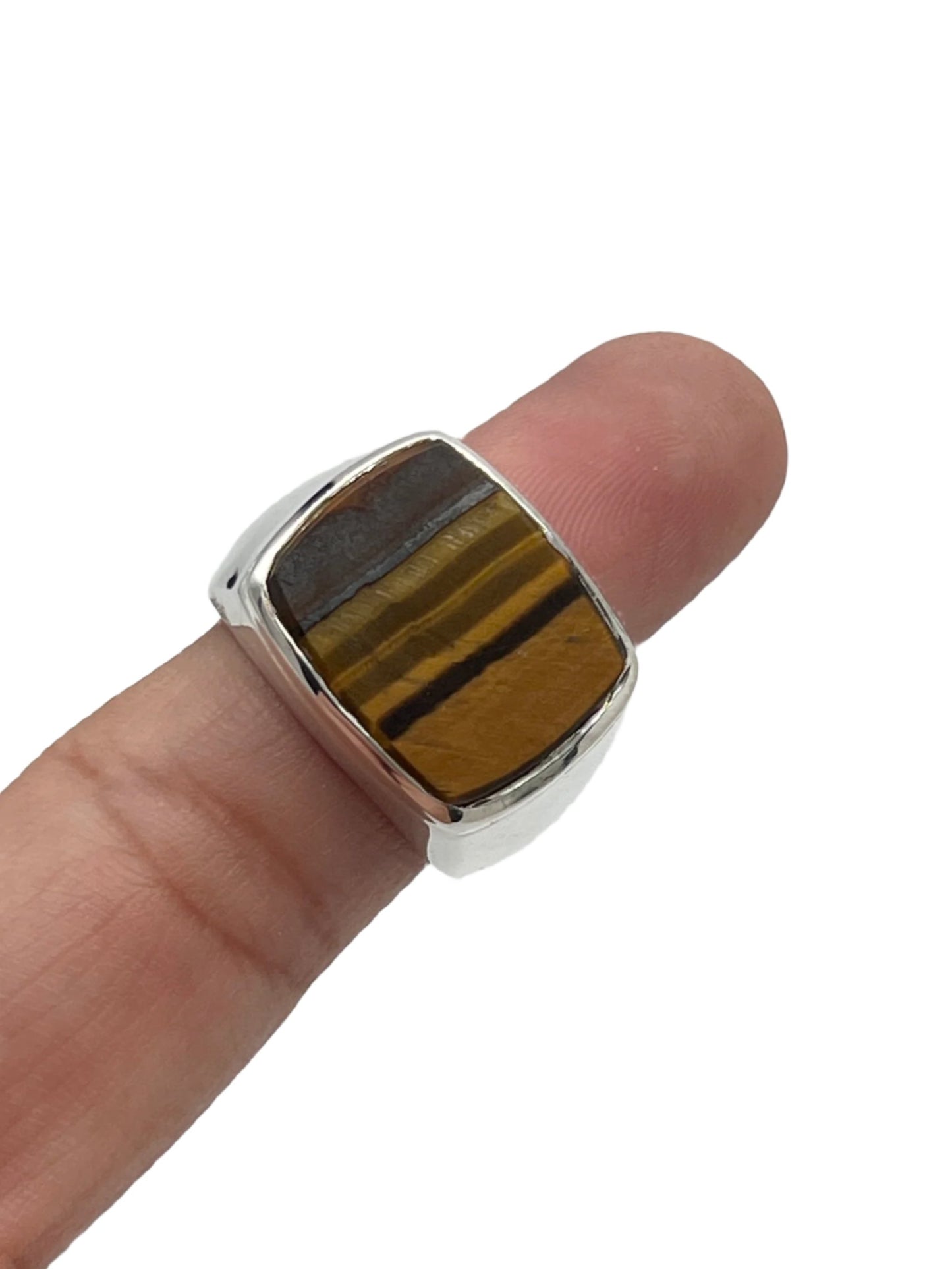 Sterling Silver Rectangle Gemstone Rings