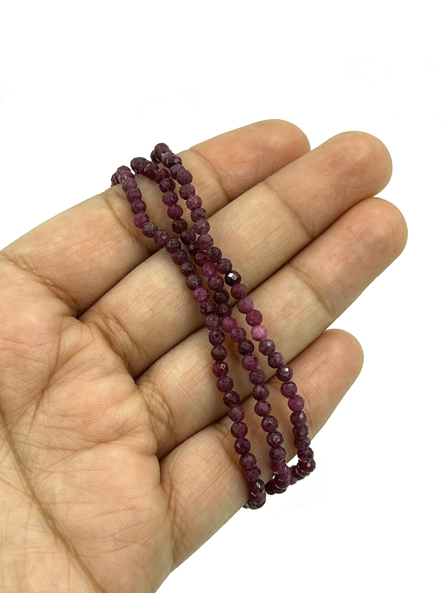 Faceted Ruby Stretchy Bracelets