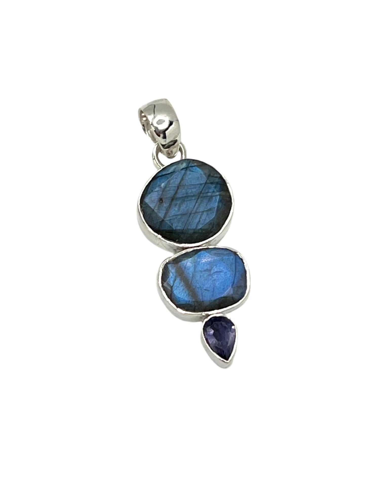 Silver Labradorite Faceted Pendants