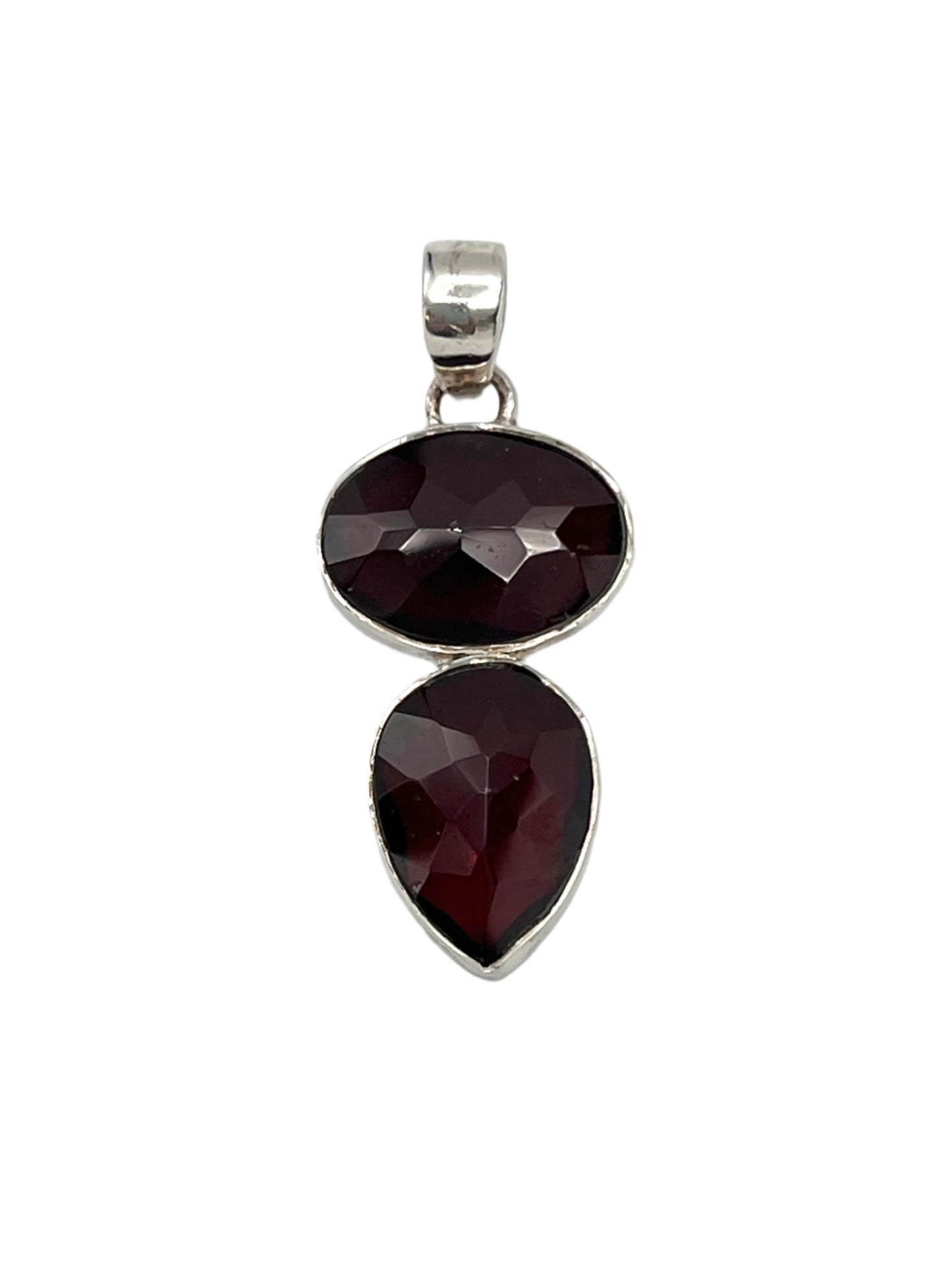 Sterling Silver Garnet Faceted Pendants