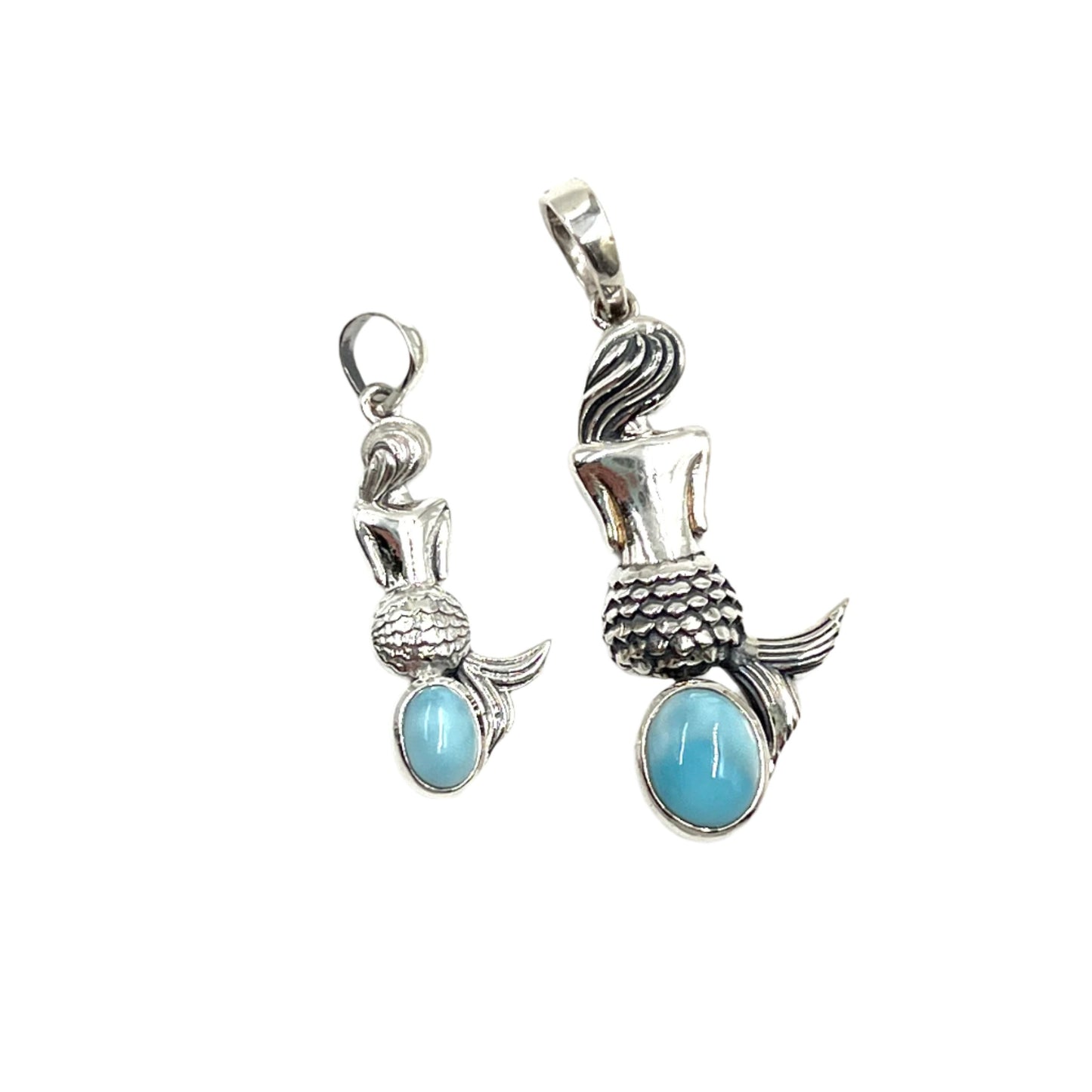 Sterling Silver Mermaid Larimar Pendants