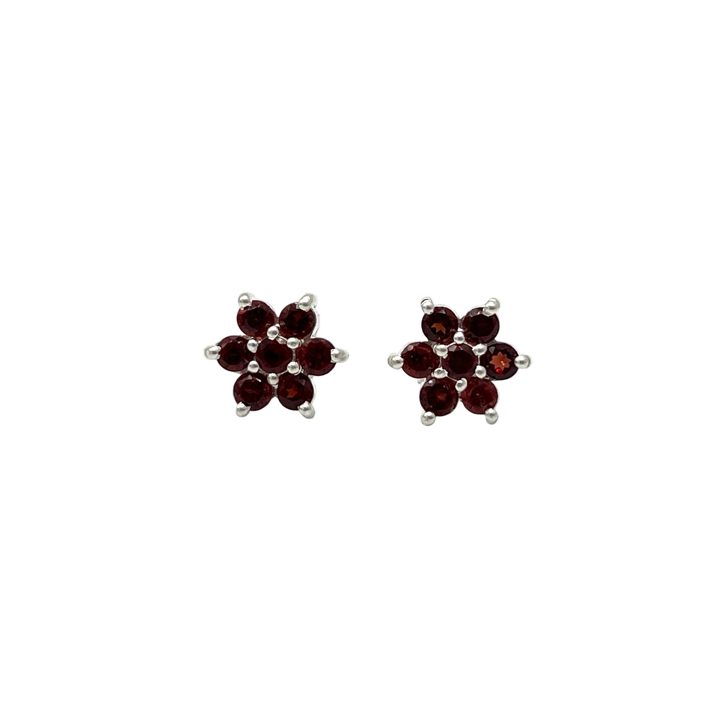 Faceted Gemstone Flower Stud