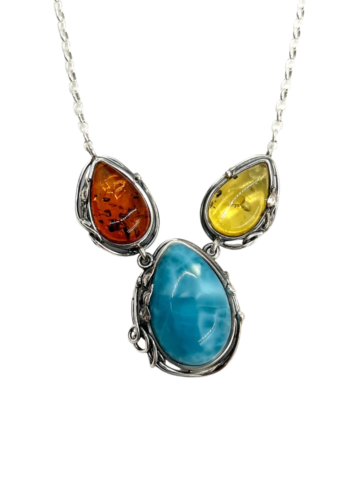 Amber & Larimar Necklace