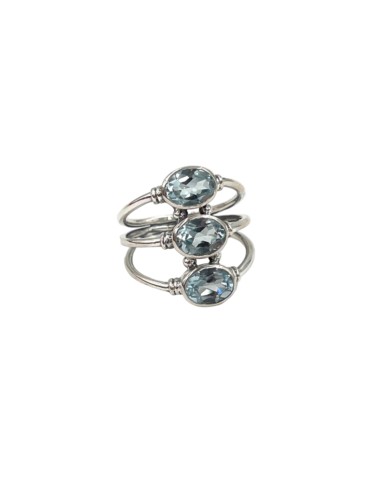 Triple Oval Blue Topaz Ring