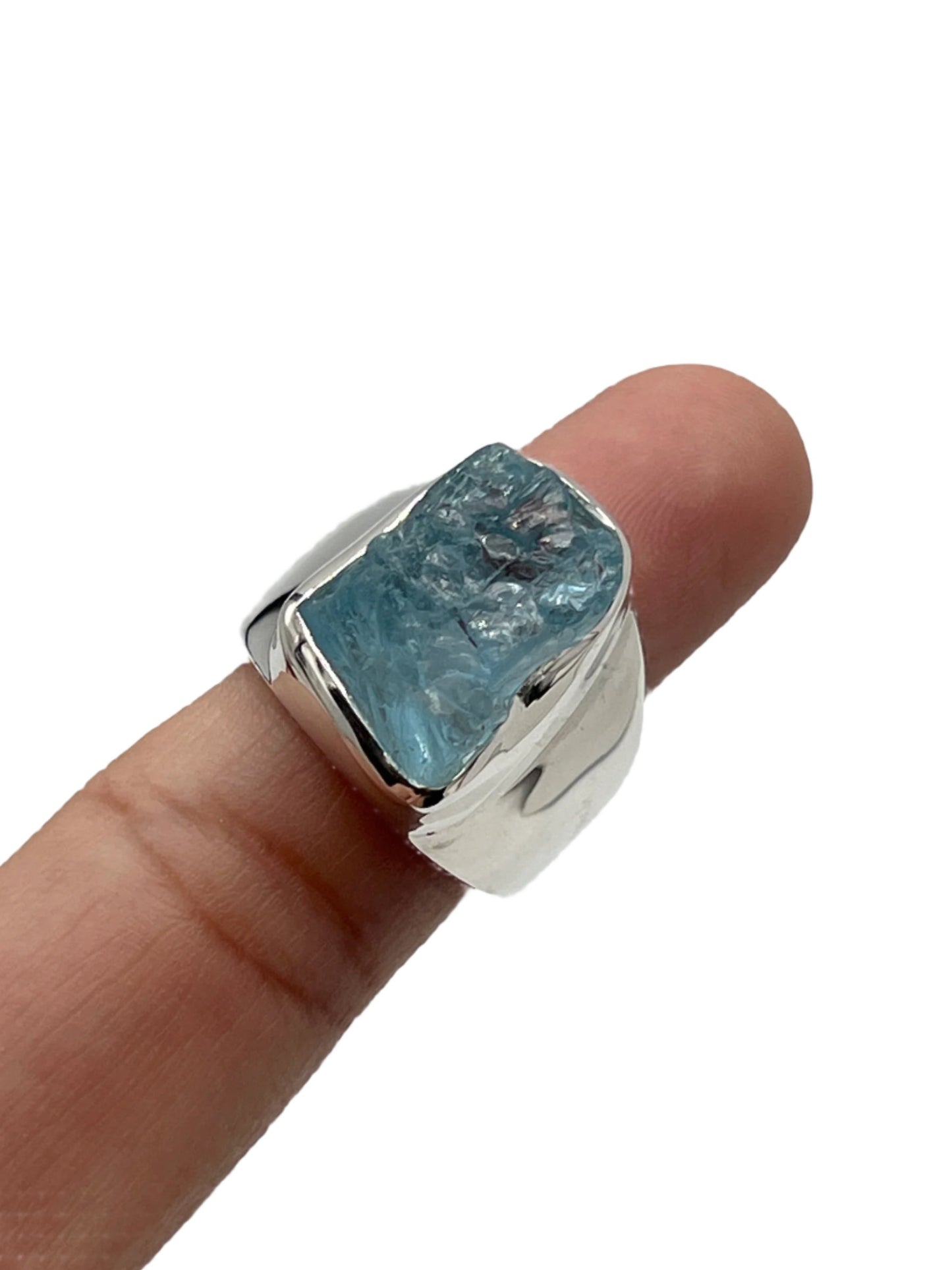 Sterling Silver Raw Blue Topaz Rings