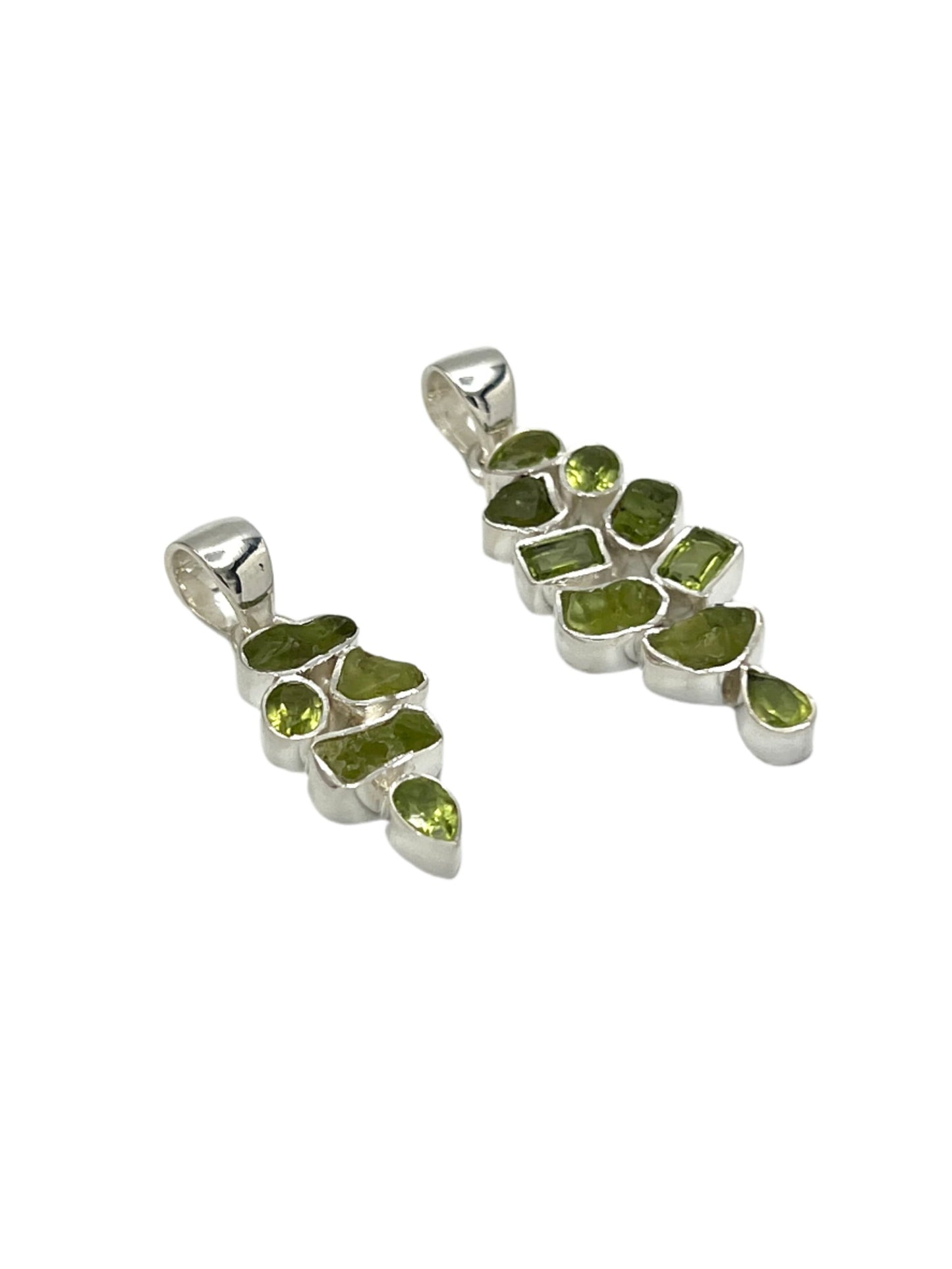 Sterling Silver Peridot Freeform Pendants
