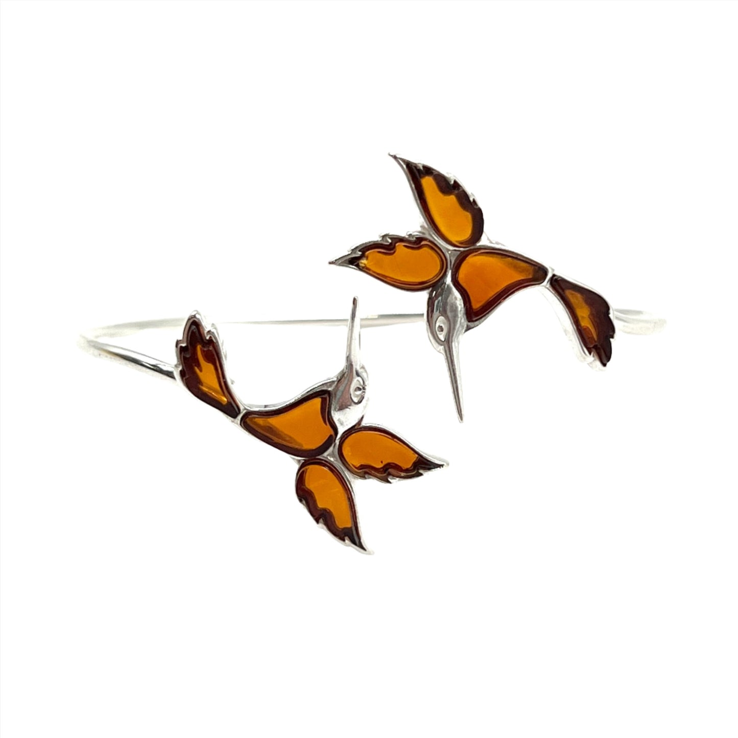 Sterling Silver Hummingbird Amber Cuff