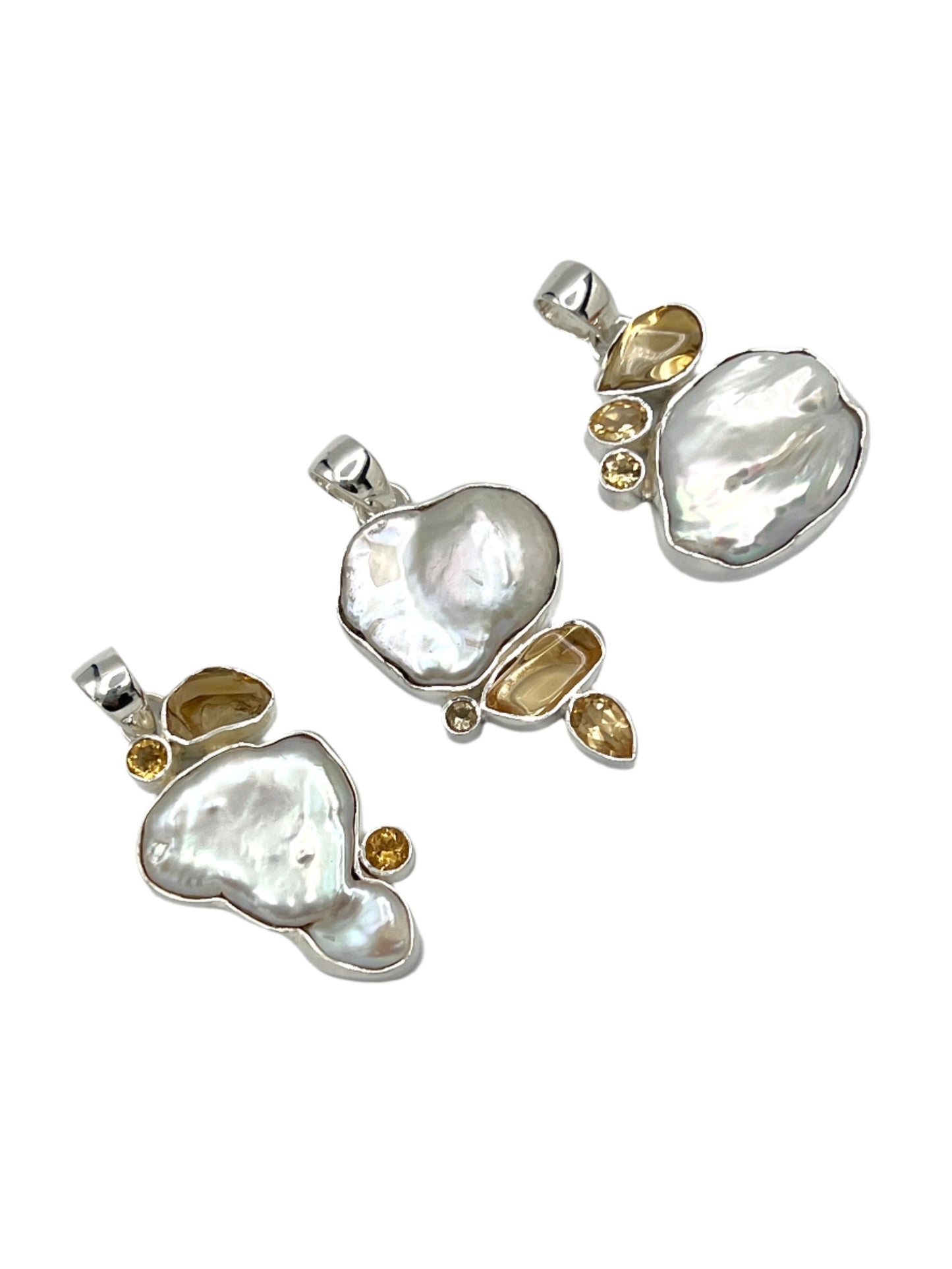 Sterling Silver Pearl & Citrine Pendants