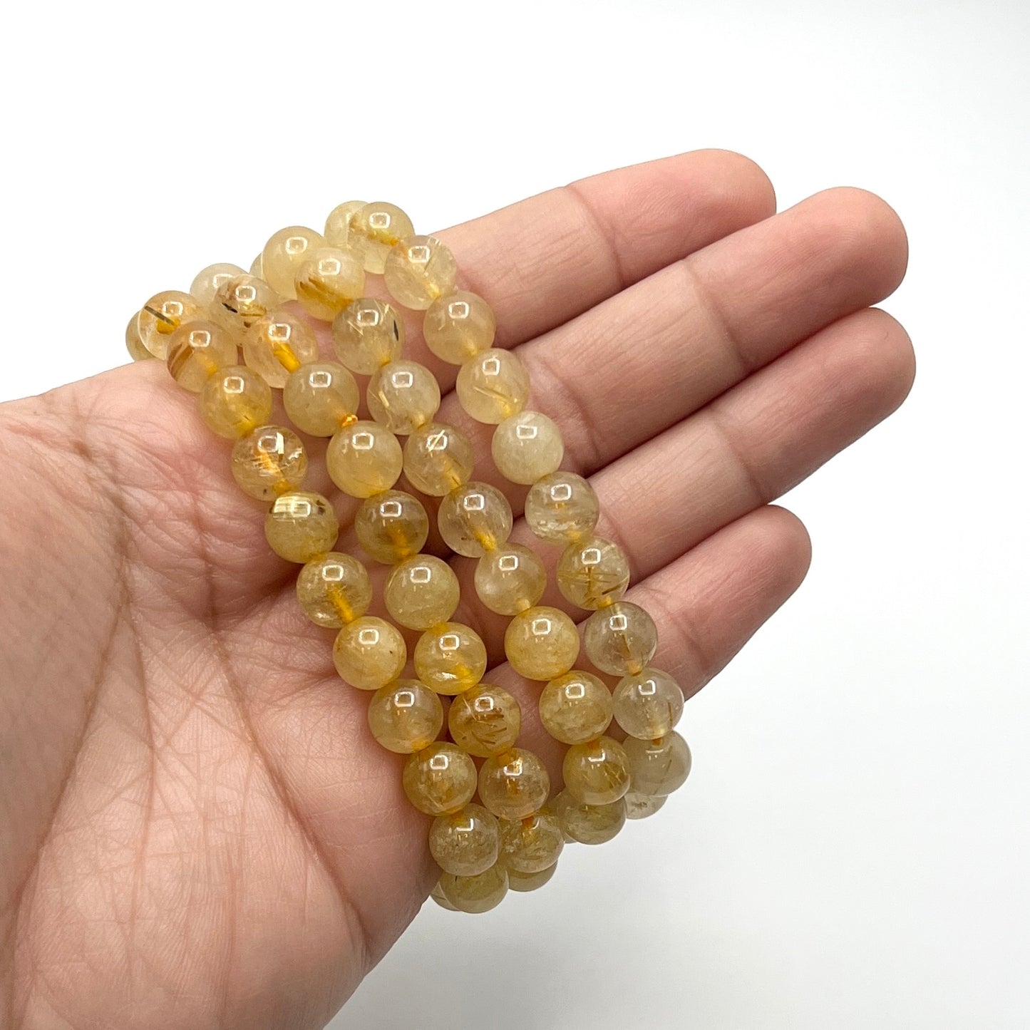 Golden Rutilated Clear Quartz Stretchy Bracelets