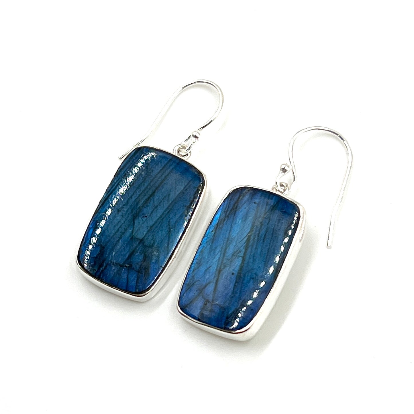 Sterling Silver Square Labradorite Earrings