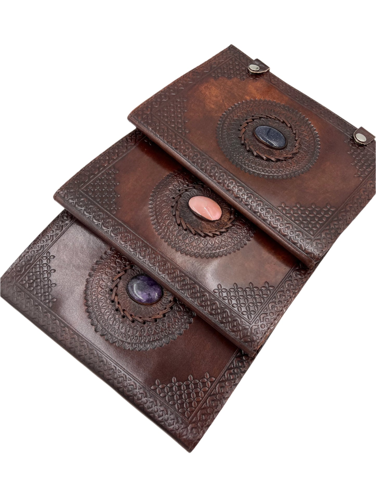 Camel Leather Gemstone Journal | Mandala | 10" x 7" x 1/2"