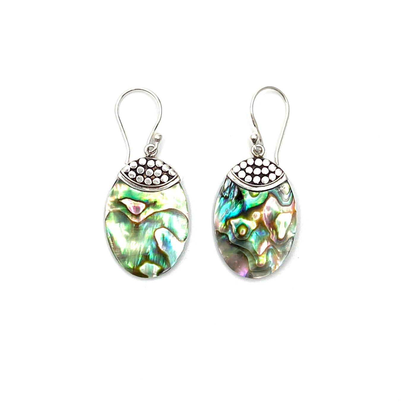 Sterling Silver Oval Abalone Earrings