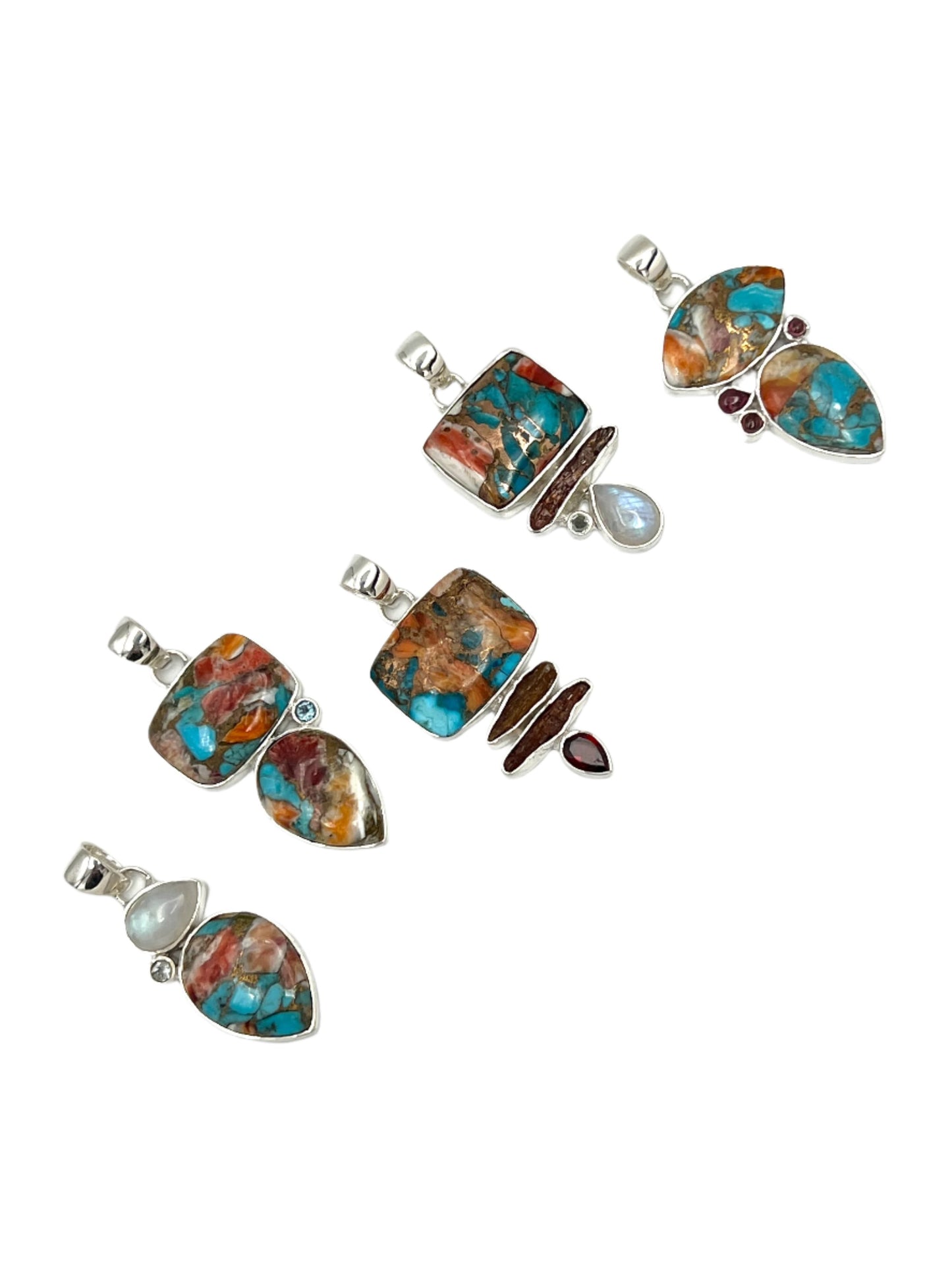 Spiny Oyster Shell Turquoise Pendants