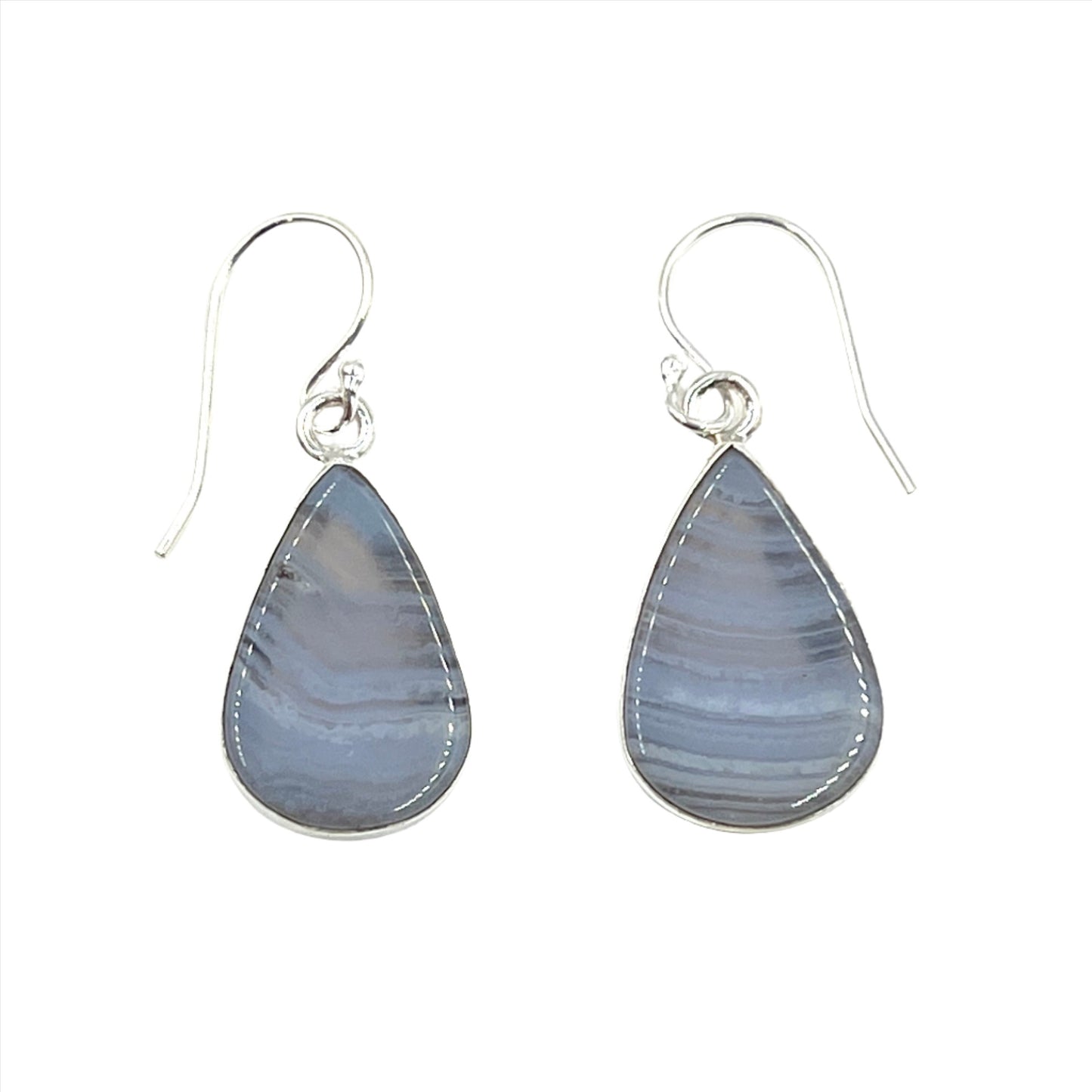 Teardrop Blue Lace Agate Earrings
