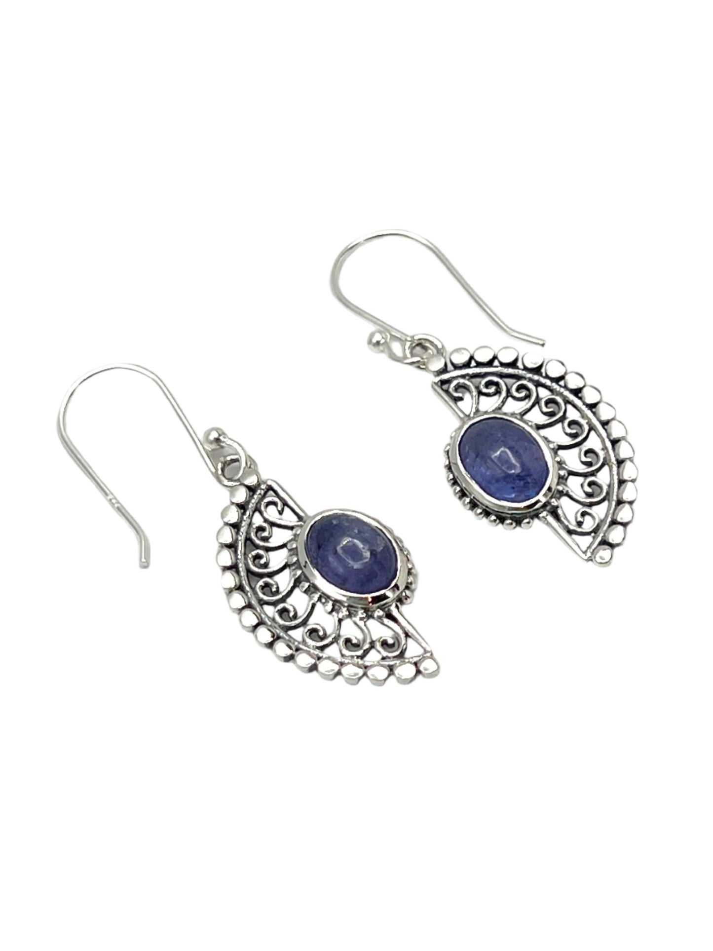 Sterling Silver Tanzanite Fan Earrings