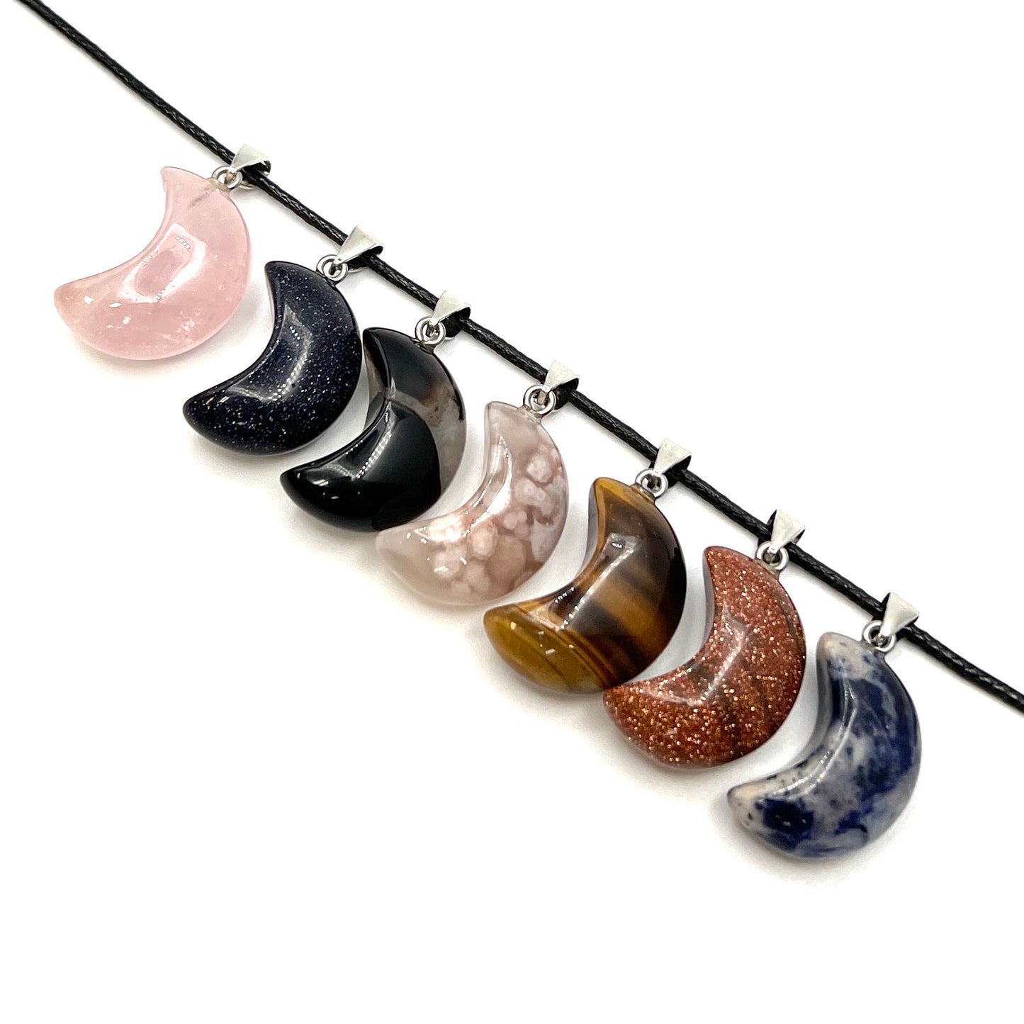 Gemstone Moon Pendants