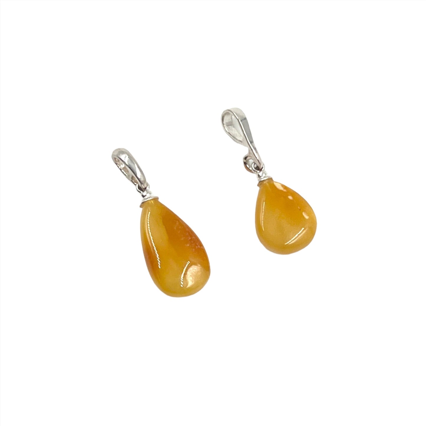 Amber Teardrop Freeform Pendants