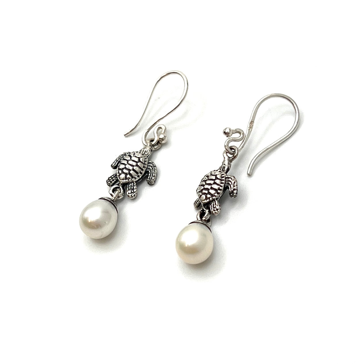 Sterling Silver Seaturtle Pearl Earrings