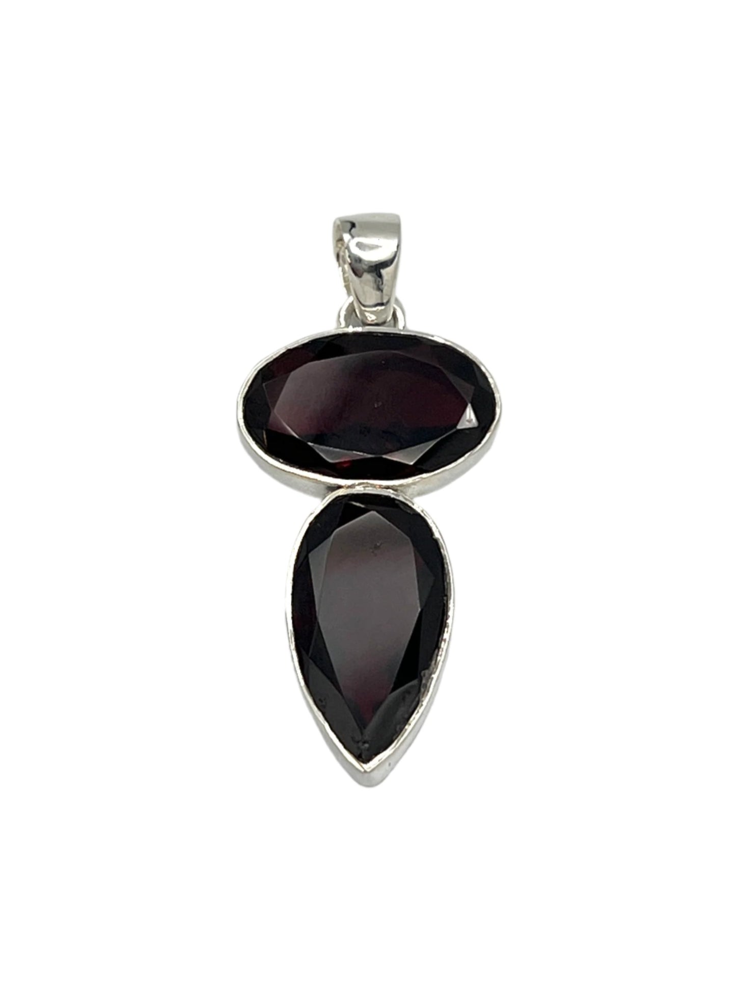Sterling Silver Garnet Faceted Pendants