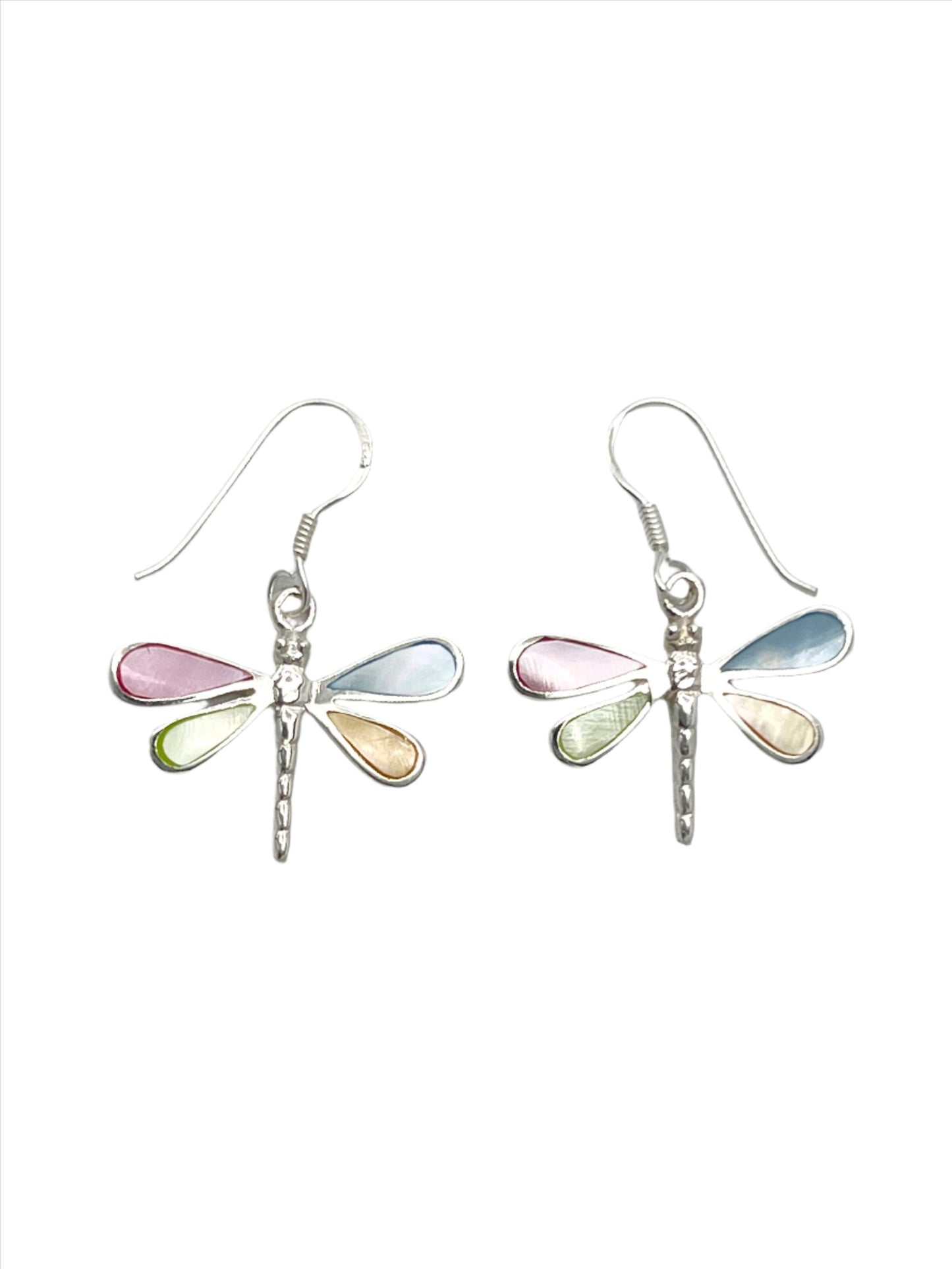 Sterling Silver Shell Dragonfly Earrings