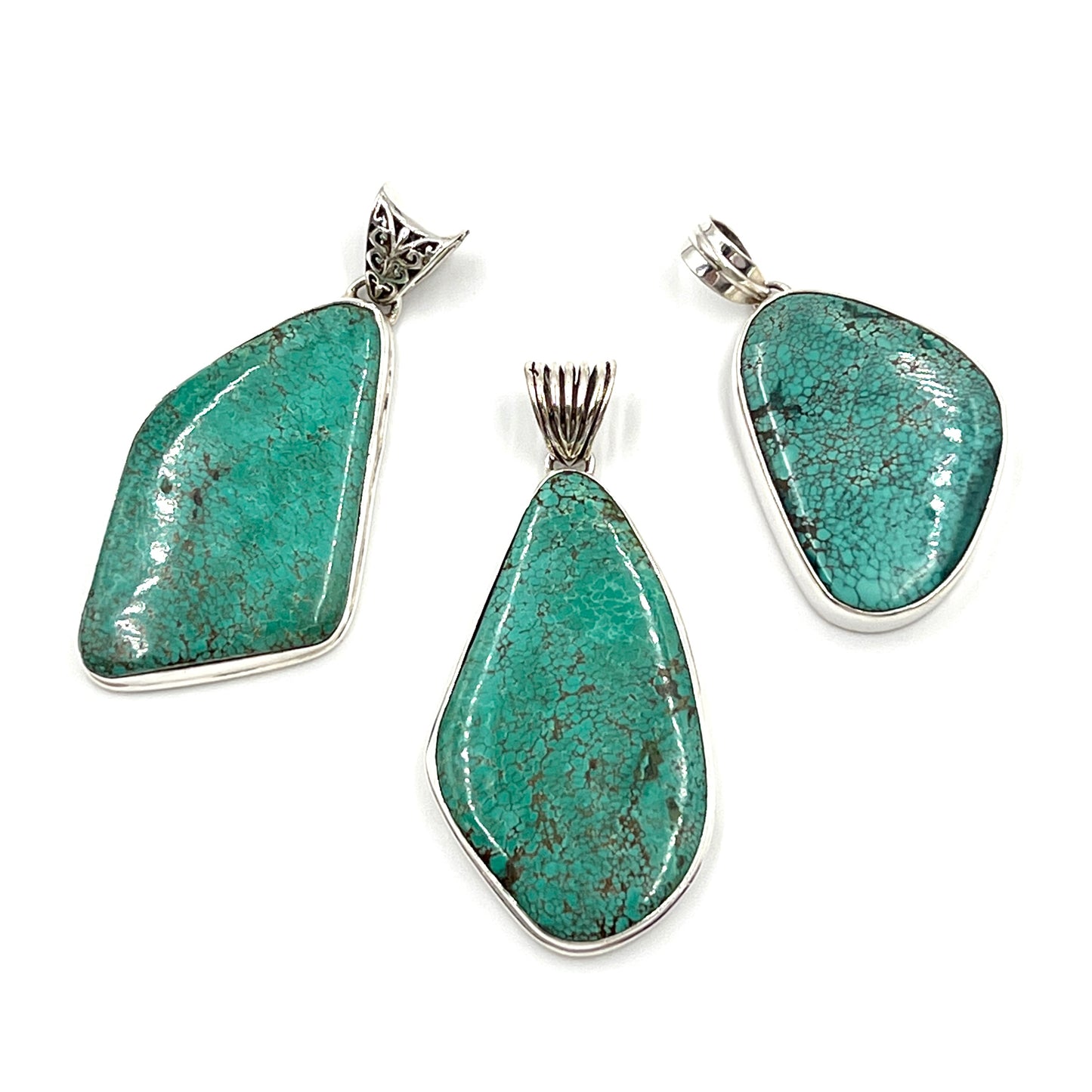 Sterling Silver Large Turquoise Pendants