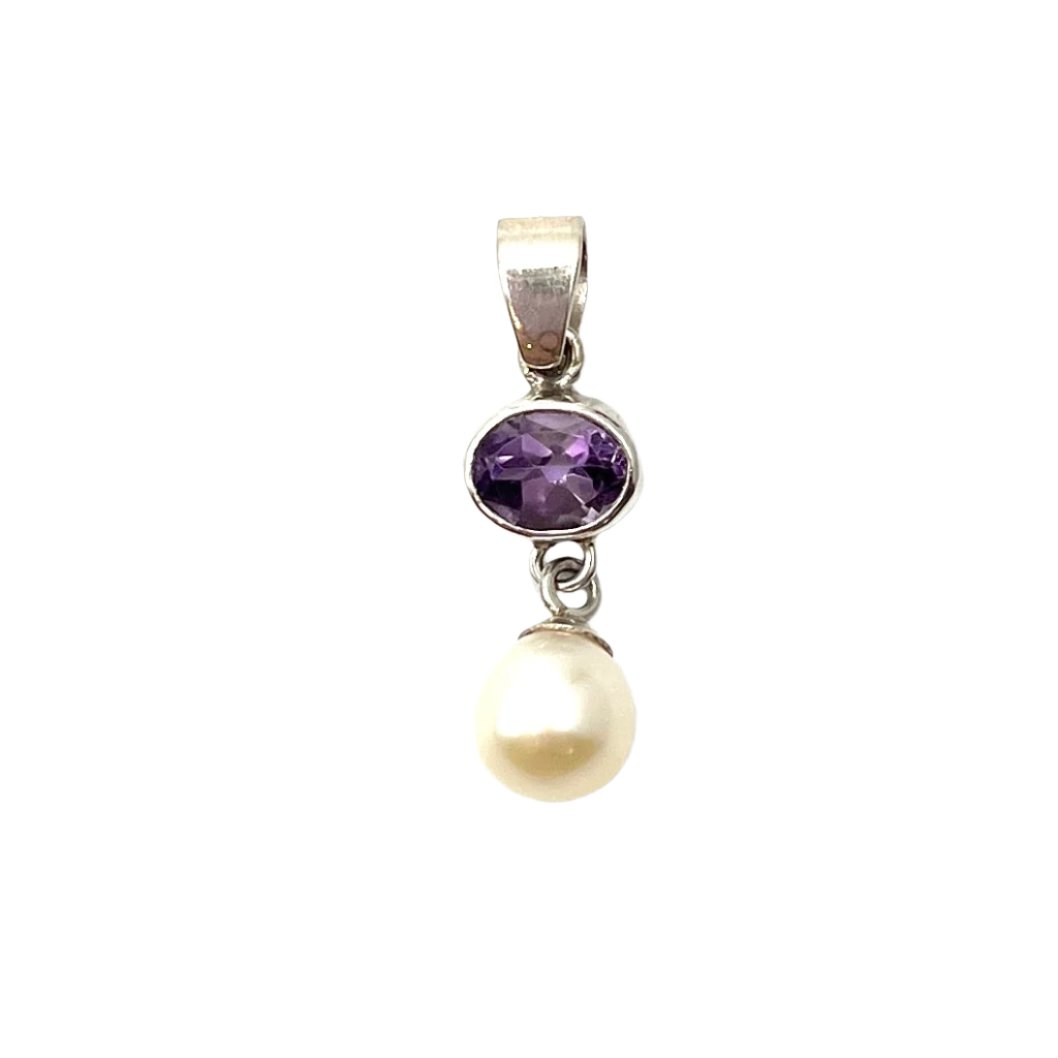 Sterling Silver Pearl & Amethyst Pendants