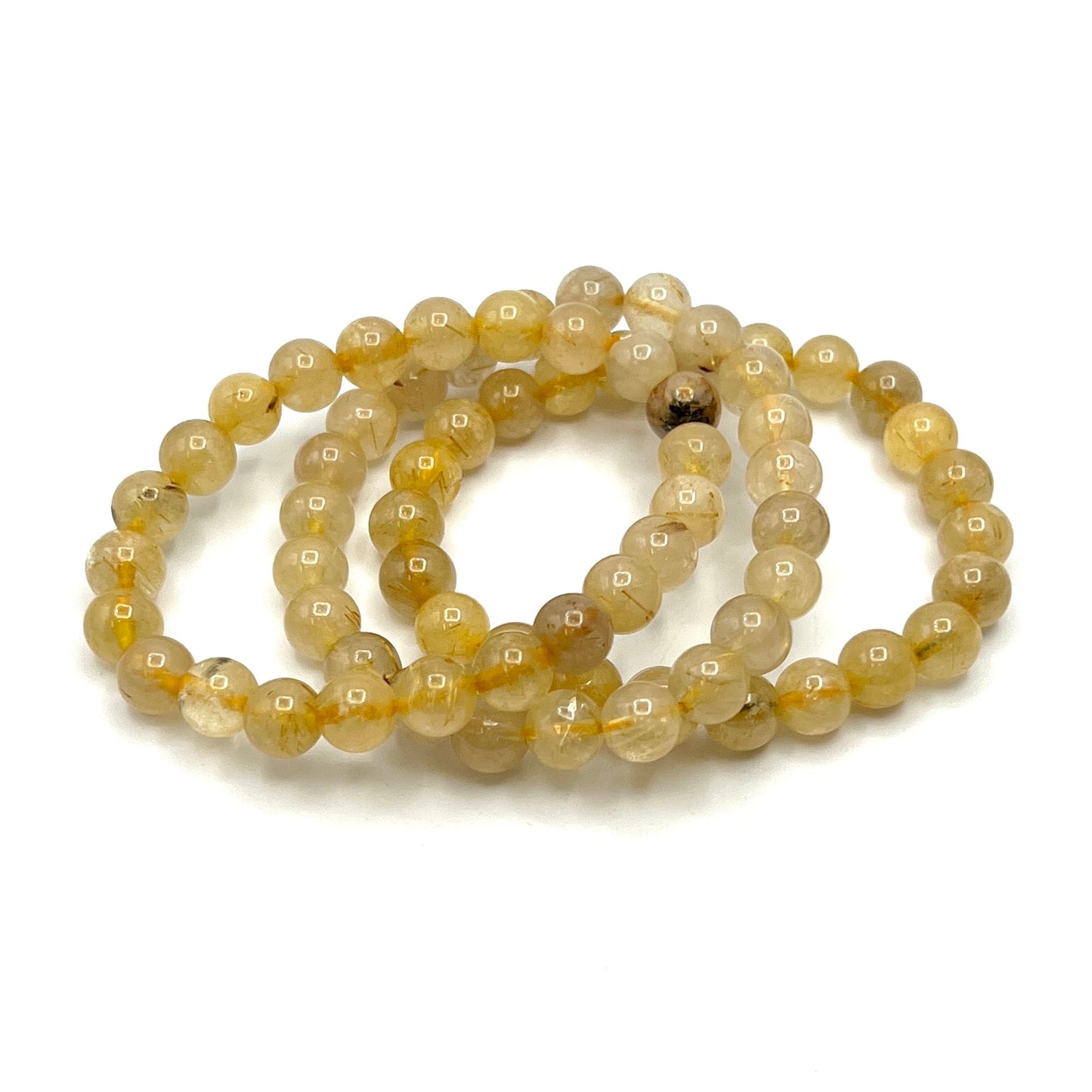 Golden Rutilated Clear Quartz Stretchy Bracelets