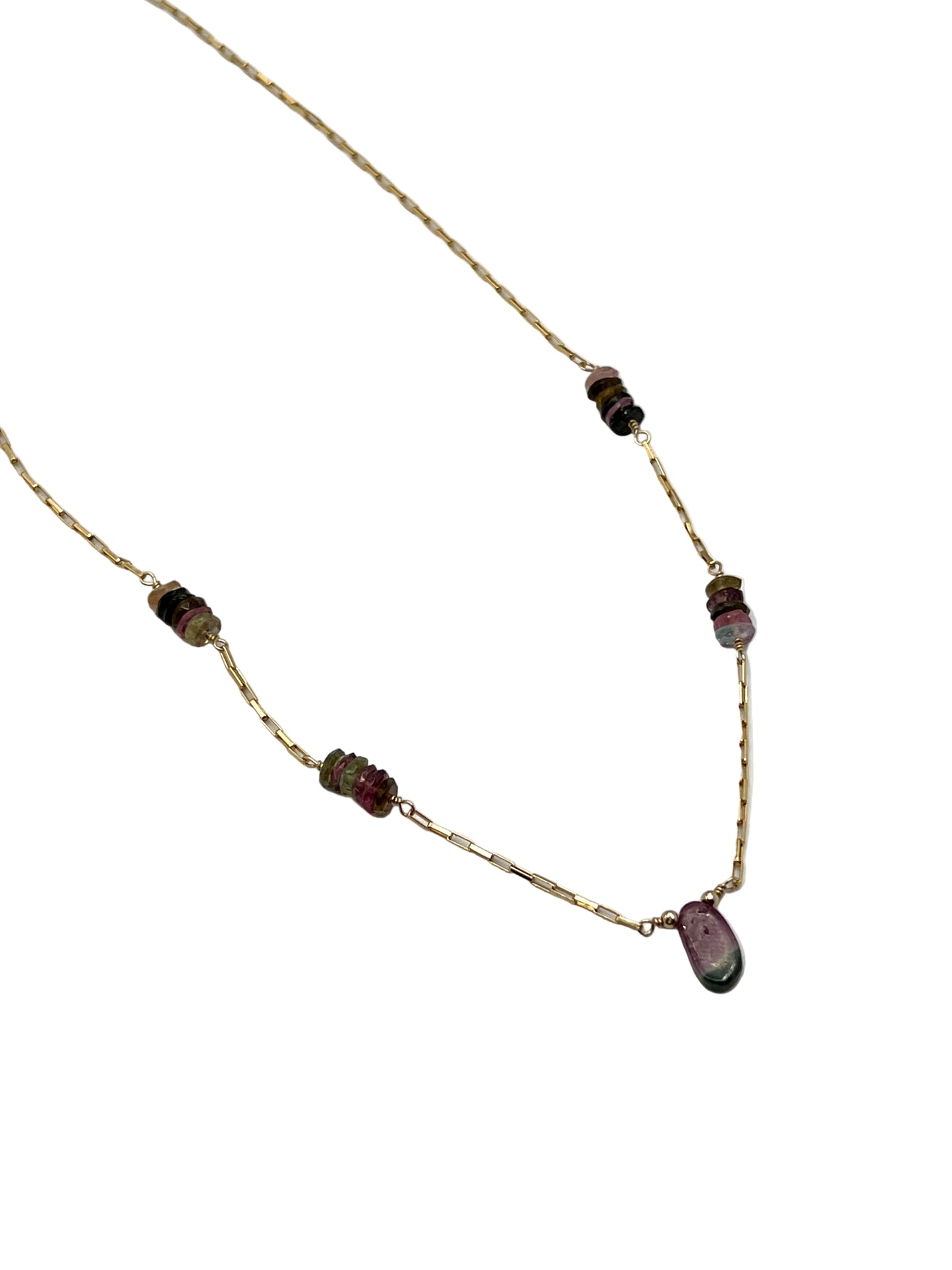 Watermelon Tourmaline Gold Filled Necklaces